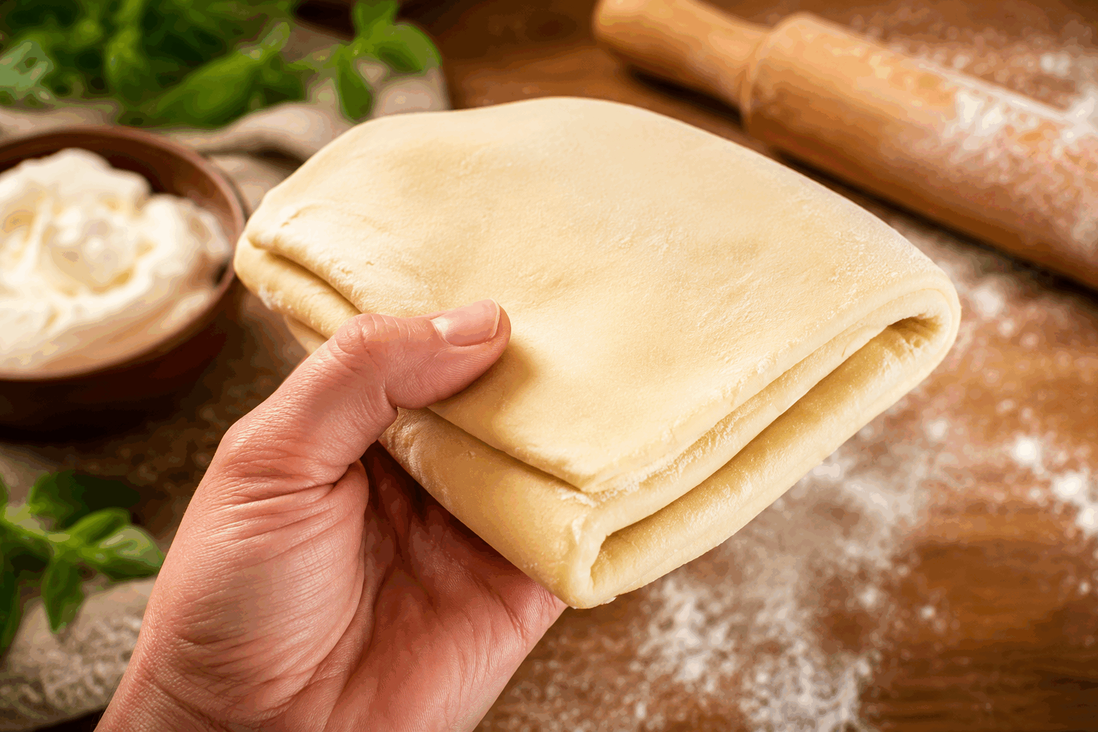 Pâte feuilletée maison en 5 minutes, sans repos ni prise de tête, à tester vite ! 🔥 Description Cette pâte feuilletée express permet d'obtenir une texture croustillante et légère en un temps record, sans passer par les longues étapes traditionnelles de repos et tourage. Parfaite pour des préparations rapides comme des tartes, des quiches ou des feuilletés salés et sucrés, elle ravira les amateurs pressés sans sacrifier le goût ni la texture. Informations Temps de préparation : 5 minutes Temps de cuisson : 20 minutes Nombre de portions : 6 à 8 personnes (pour une tarte ou plusieurs petits feuilletés) Difficulté : Facile Ingrédients Pour la pâte feuilletée express 200 g de farine de blé 180 g de beurre très froid 80 ml d’eau glacée 1 pincée de sel Préparation Coupe le beurre en petits cubes très froids pour faciliter son incorporation sans le faire fondre. Mélange rapidement la farine et le sel dans un grand saladier. Ajoute le beurre froid dans la farine et émiette-le du bout des doigts pour obtenir une texture grumeleuse avec des morceaux de beurre visibles, c’est ce qui donnera le feuilletage. Verse l’eau glacée progressivement tout en mélangeant rapidement avec une fourchette jusqu’à obtenir une boule de pâte qui se tient, sans trop la travailler pour ne pas faire fondre le beurre. Étale la pâte sur un plan fariné en un rectangle, puis replie-la en trois comme un portefeuille. Tourne la pâte d’un quart de tour, étale à nouveau en rectangle puis replie encore en trois. Répète une dernière fois si le temps le permet (sinon, tu peux passer à la cuisson). Utilise immédiatement la pâte pour ta préparation. Préchauffe le four à 200°C et cuis selon la recette choisie (en général, 15 à 25 minutes jusqu’à ce que la pâte soit bien dorée et gonflée). Astuces Travaille toujours la pâte rapidement et avec le beurre très froid pour un feuilletage réussi. Utilise de l’eau glacée pour éviter que le beurre ne fonde pendant le pétrissage. Ne pétris pas trop la pâte pour garder les morceaux de beurre visibles, qui créent le feuilletage. Si le beurre fond trop vite, replace la pâte 10 minutes au congélateur avant d’étaler. Service Cette pâte feuilletée express se prête parfaitement aux recettes salées comme les tartes aux légumes, les feuilletés au fromage ou aux saucisses, tout comme aux desserts : tartelettes aux fruits, chaussons aux pommes ou mille-feuilles maison. Servez légèrement tiède pour un croustillant optimal, lors d’un apéritif convivial, un brunch ou un dessert rapide.