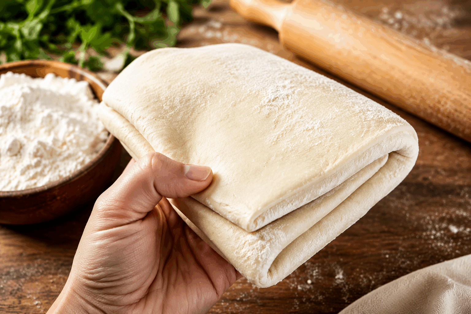 Pâte feuilletée maison en 5 minutes, sans repos ni prise de tête, un vrai coup de maître ! 🔥 Description Cette pâte feuilletée express est une version rapide et simplifiée de la pâte traditionnelle, idéale pour réaliser des tartes, des tourtes ou des viennoiseries en un temps record. Elle offre une texture légère et croustillante malgré l'absence de temps de repos, parfaite pour les cuisiniers pressés qui veulent un résultat bluffant. Facile à préparer, elle permet de gagner du temps sans sacrifier le goût ni la gourmandise. Informations Temps de préparation : 5 minutes Temps de cuisson : 20 à 25 minutes Nombre de portions : 6 à 8 personnes (selon utilisation) Difficulté : Facile Ingrédients Pour la pâte feuilletée rapide 250 g de farine de blé 200 g de beurre froid 120 ml d’eau froide 1 pincée de sel Préparation Coupe le beurre froid en petits dés. Dans un saladier, mélange la farine et le sel. Ajoute les dés de beurre à la farine et travaille rapidement du bout des doigts pour incorporer le beurre sans trop le faire fondre, jusqu’à obtenir une texture sableuse avec quelques morceaux plus gros. Verse l’eau froide progressivement tout en mélangeant à la main ou avec une cuillère en bois jusqu’à former une pâte homogène mais encore un peu grumeleuse. Sur un plan de travail fariné, étale la pâte en forme de rectangle. Plie la pâte en trois, comme une lettre, puis tourne-la d’un quart de tour. Étale à nouveau en un rectangle, plie encore en trois, sans ajouter de farine. Répète cette étape 2 fois (pour 3 tours au total) afin de créer les couches feuilletées, sans temps de repos. Ta pâte est prête à être utilisée immédiatement : découpe-la selon ta recette (tarte, chausson, etc.). Fais cuire dans un four préchauffé à 200°C pendant 20 à 25 minutes, jusqu’à ce que la pâte soit bien dorée. Astuces Travaille rapidement pour éviter que le beurre ne fonde trop et que la pâte perde son feuilletage. Utilise du beurre de qualité très froid, voire légèrement congelé, pour un meilleur feuilleté. Si la pâte te semble trop collante, place-la 10 minutes au congélateur avant de l’étaler. Cette pâte ne remplace pas complètement une pâte feuilletée classique, mais elle est idéale pour dépanner ou cuisiner vite. Service Sers ta pâte feuilletée maison express en réalisant des tartes sucrées ou salées, des chaussons aux fruits, ou des petits feuilletés apéritifs. Cette recette convient parfaitement pour un goûter improvisé ou un dîner rapide entre amis, accompagnée d’une salade verte ou d’une compote maison.