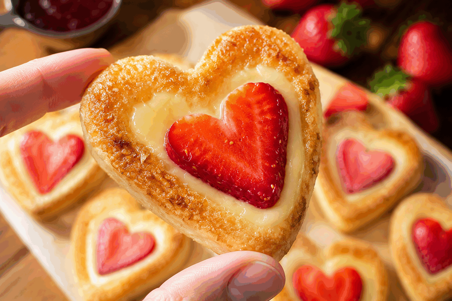 Pâtisserie feuilletée à la fraise et son cœur crémeux en 5 minutes, un délice à tester ! 🍓👌
