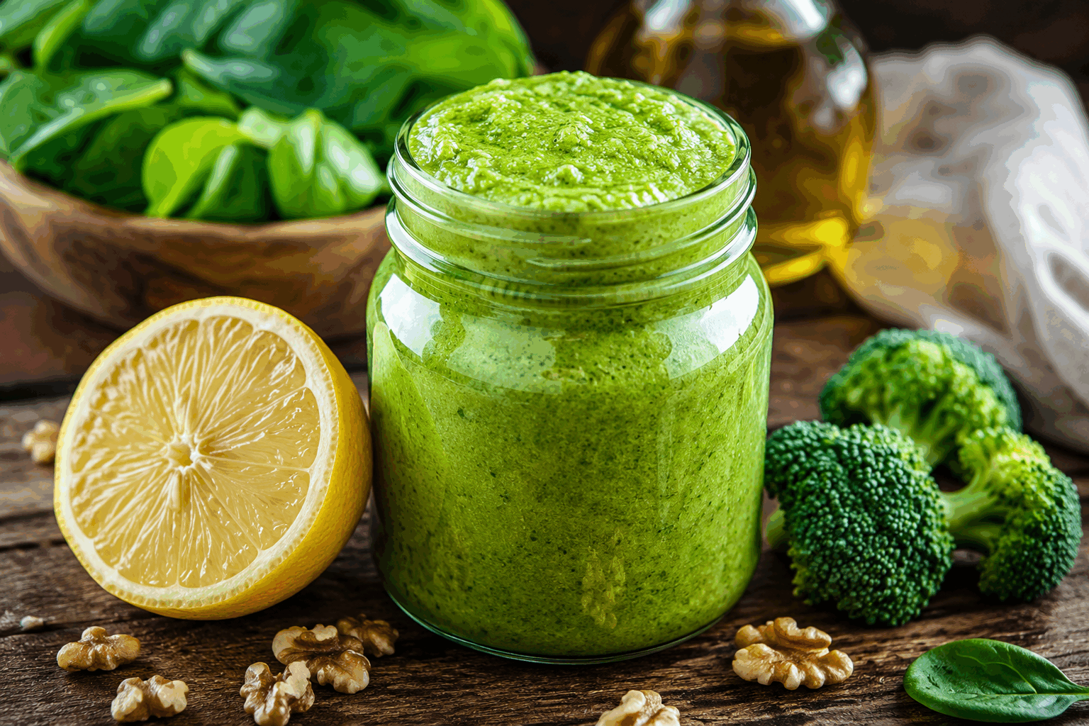 Pesto de brocoli en 5 minutes : la recette onctueuse qui va surprendre vos papilles 🔥 Description Ce pesto de brocoli est une alternative originale et savoureuse au pesto traditionnel. Sa texture onctueuse et son goût légèrement noisetté grâce aux noix apporteront une touche de fraîcheur et de gourmandise à vos plats. Rapide à préparer, il convient parfaitement pour un apéritif improvisé, une sauce pour pâtes ou un accompagnement sain. Informations Temps de préparation : 5 minutes Temps de cuisson : 3 minutes Nombre de portions : 4 à 6 personnes Difficulté : Facile Ingrédients Pour le pesto de brocoli 200 g de brocoli (fleurs seulement) 30 g de noix (ou noix de cajou) 30 g de parmesan râpé 1 gousse d’ail 3 cuillères à soupe d’huile d’olive extra vierge 1 cuillère à soupe de jus de citron Sel fin, poivre du moulin Quelques feuilles de basilic frais (facultatif) Préparation Fais bouillir une casserole d’eau salée et plonge les fleurs de brocoli pendant 2 à 3 minutes jusqu’à ce qu’elles soient tendres mais encore croquantes. Égoutte-les soigneusement et laisse refroidir. Dans un mixeur ou un robot, dépose les brocolis refroidis, les noix, la gousse d’ail pelée, le parmesan, le jus de citron et l’huile d’olive. Mixe le tout jusqu’à obtenir une texture lisse et crémeuse, en ajoutant un peu d’eau de cuisson ou d’huile si nécessaire pour ajuster la consistance. Assaisonne avec du sel et du poivre selon votre goût et ajoute quelques feuilles de basilic pour une touche fraîche si désiré. Transfère le pesto dans un bol et réserve au frais jusqu’au moment de servir. Astuces Passe rapidement le brocoli sous l’eau froide après cuisson pour conserver sa belle couleur verte. Pour un pesto vegan, remplace le parmesan par de la levure nutritionnelle. Utilise des noix de cajou pour une texture encore plus onctueuse et douce. Conserve le pesto dans un récipient hermétique au réfrigérateur et consomme-le sous 2 à 3 jours pour préserver tous ses arômes. Service Servez ce pesto de brocoli en accompagnement de pâtes fraîches, tartiné sur des crostinis pour l’apéritif, ou en sauce légère sur des légumes grillés. Il apporte une saveur originale et colorée à vos plats du quotidien, idéale pour un déjeuner rapide ou un dîner convivial.