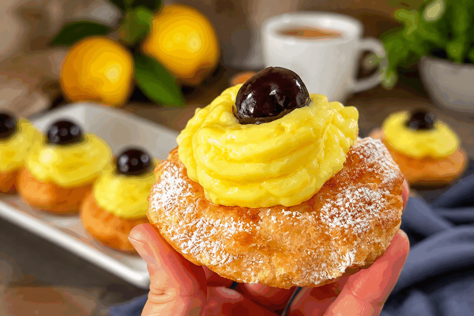 Petits choux au citron prêts en 15 minutes, sans four ni friture, c’est un régal ! 🍋✨ Description Ces petits choux au citron sont une gourmandise légère et fraîche, parfaite pour une pause sucrée rapide. Sans cuisson au four ni friture, ils se préparent en un temps record grâce à une technique simple et astucieuse. Leur goût acidulé et leur texture moelleuse en font un dessert ou un goûter apprécié de tous. Informations Temps de préparation : 15 minutes Temps de cuisson : 0 minute Nombre de portions : 10 pièces Difficulté : Facile Ingrédients Pour les choux 100 g de farine 50 g de beurre doux 150 ml d'eau 2 œufs 1 pincée de sel Pour la crème citron 150 ml de jus de citron frais (environ 3 citrons) 100 g de sucre en poudre 2 œufs 50 g de beurre doux 1 cuillère à soupe de Maïzena Préparation Prépare la pâte à choux : dans une casserole, porte à ébullition l'eau, le beurre et la pincée de sel. Hors du feu, ajoute la farine d'un seul coup et mélange énergiquement jusqu'à obtenir une pâte homogène qui se détache des parois. Transfère la pâte dans un saladier et incorpore les œufs un par un en mélangeant bien entre chaque ajout pour obtenir une pâte lisse et brillante. Forme des petits tas de pâte à l'aide de deux cuillères à café sur une feuille de papier sulfurisé déposée sur une plaque. Laisse-les reposer 5 minutes à température ambiante. Prépare la crème citron : dans un bol, fouette les œufs avec le sucre et la maïzena jusqu'à ce que le mélange soit lisse. Verse le jus de citron dans une casserole, ajoute le mélange aux œufs, puis fais chauffer à feu doux sans cesser de remuer jusqu'à épaississement. Retire du feu, incorpore le beurre en petits morceaux et mélange jusqu'à obtenir une crème onctueuse. Laisse refroidir légèrement. Trempe rapidement les petits choux dans un bol d'eau bouillante (20 secondes) pour les raffermir légèrement, puis égoutte-les soigneusement sur du papier absorbant. À l'aide d'une petite poche à douille ou d'une seringue à pâtisserie, garnis les petits choux avec la crème au citron refroidie. Réserve au frais au moins 10 minutes avant de déguster pour que la crème prenne bien en bouche. Astuces Utilise des œufs à température ambiante pour faciliter l'intégration dans la pâte à choux. Si tu n'as pas de poche à douille, un sac plastique avec un petit trou dans un coin peut faire l'affaire pour garnir les choux. Pour une version encore plus rapide, tu peux utiliser une crème au citron du commerce, mais la maison reste incomparable en goût. Ces petits choux se dégustent idéalement le jour même pour garder toute leur fraîcheur et leur texture. Service Sers ces petits choux au citron frais, disposés sur un joli plat. Ils accompagnent parfaitement un thé ou un café lors d’un goûter convivial. Leur légèreté et leur acidité en font aussi un joli dessert après un repas copieux. Décore avec un zeste de citron pour une touche élégante.