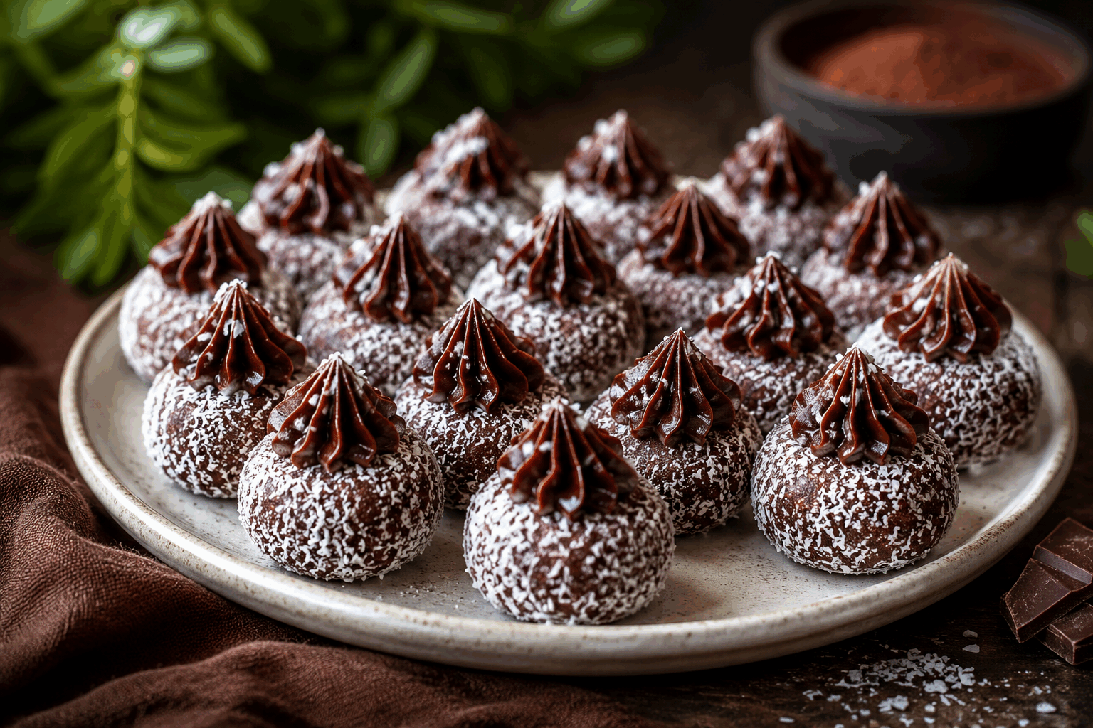 Petits gâteaux sans cuisson en 5 minutes, fondants et ultra faciles à faire 😍 Description Ces petits gâteaux sans cuisson sont parfaits pour les envies sucrées de dernière minute. Fondants et ultra simples à préparer, ils combinent une texture moelleuse avec un goût doux et gourmand. Idéaux comme dessert rapide ou pour accompagner un café entre amis. Informations Temps de préparation : 5 minutes Temps de cuisson : 0 minute Nombre de portions : 12 pièces Difficulté : Facile Ingrédients Pour les petits gâteaux 200 g de biscuits secs (type Petit Beurre ou biscuits à la cuillère) 100 g de beurre doux fondu 100 g de chocolat noir pâtissier 100 ml de crème liquide entière 30 g de sucre glace 1 cuillère à café d’extrait de vanille Pour la finition Décorations au choix : copeaux de chocolat, noix concassées, sucre glace Préparation Émiette finement les biscuits secs dans un grand bol. Fais fondre le beurre et le chocolat ensemble au bain-marie ou au micro-ondes en mélangeant régulièrement. Ajoute la crème liquide, le sucre glace et l’extrait de vanille au mélange beurre-chocolat, puis mélange jusqu’à obtenir une préparation lisse. Verse la préparation chocolatée sur les biscuits émiettés et mélange bien pour que les biscuits soient entièrement enrobés. Forme des petites boules ou des petits gâteaux à la main (environ 12 pièces) et place-les sur une plaque recouverte de papier sulfurisé. Dépose les décorations de ton choix sur chaque petit gâteau en appuyant légèrement pour les faire adhérer. Réfrigère les petits gâteaux pendant au moins 30 minutes pour qu’ils durcissent et deviennent fondants en bouche. Astuces Utilise des biscuits légèrement secs pour que la texture soit plus ferme et malléable. Si la pâte est trop collante, ajoute un peu plus de biscuits émiettés. Pour varier les plaisirs, remplace le chocolat noir par du chocolat au lait ou blanc. Conserve les petits gâteaux au réfrigérateur dans une boîte hermétique pour préserver leur fondant. Service Servez ces petits gâteaux frais, accompagnés d’un café, d’un thé ou d’un verre de lait. Leur simplicité et leur fondant plairont lors d’un goûter improvisé ou d’une petite pause sucrée après un repas.