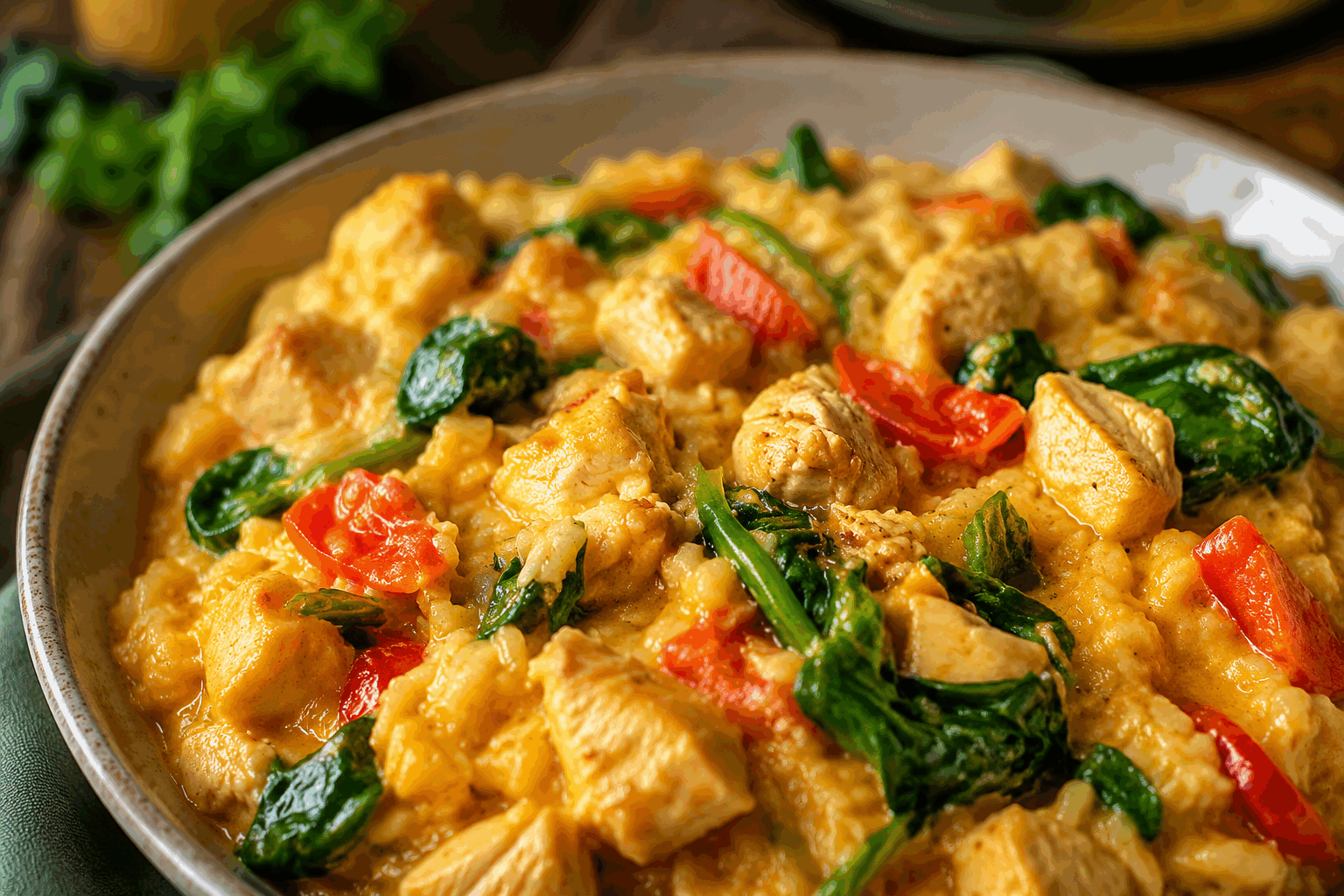 Poulet au riz en 5 minutes, la recette express qui sauve tous les dîners ! 🔥 Description Un plat rapide et savoureux, alliant la tendreté du poulet à la douceur du riz parfumé. Cette recette express ravira les soirs de semaine où le temps manque, sans sacrifier le goût ni la qualité. Idéale pour un dîner simple, équilibré et réconfortant. Informations Temps de préparation : 2 minutes Temps de cuisson : 3 minutes Nombre de portions : 2 personnes Difficulté : Facile Ingrédients Pour le poulet et le riz 150 g de blanc de poulet coupé en petits dés 125 g de riz précuit (type riz instantané ou riz vapeur prêt à l’emploi) 150 ml d’eau 1 cuillère à soupe d’huile d’olive 1 gousse d’ail émincée 1 cuillère à café de paprika doux 1 pincée de sel 1 pincée de poivre noir moulu Pour la garniture 2 cuillères à soupe de persil frais ciselé Quelques gouttes de jus de citron (facultatif) Préparation Fais chauffer l’huile d’olive dans une poêle à feu moyen-vif. Ajoute l’ail émincé et fais-le revenir rapidement sans le brûler, environ 30 secondes. Incorpore les dés de poulet, saupoudre de paprika, sale et poivre. Fais-les cuire 2 minutes en remuant régulièrement jusqu’à ce qu’ils soient juste cuits. Ajoute le riz précuit et l’eau dans la poêle. Mélange bien, couvre et laisse mijoter 1 minute à feu doux pour réchauffer et absorber un peu d’eau. Retire du feu, parsème de persil frais ciselé et ajoute quelques gouttes de jus de citron si désiré. Mélange doucement. Astuces Utilise du riz précuit ou des restes de riz pour garantir une cuisson ultra-rapide. Pour plus de saveur, remplace le paprika par un mélange d’épices comme le curry ou le cumin. Si le poulet est trop épais, découpe-le en petits morceaux pour accélérer la cuisson. Accompagne ce plat d’une salade verte croquante pour un repas complet et équilibré. Service Servez ce poulet au riz bien chaud dans une assiette creuse. Accompagnez-le d’une salade verte ou de légumes vapeur pour un repas complet et léger. C’est une recette parfaite pour un dîner express en semaine, quand on manque de temps mais qu’on souhaite bien manger.