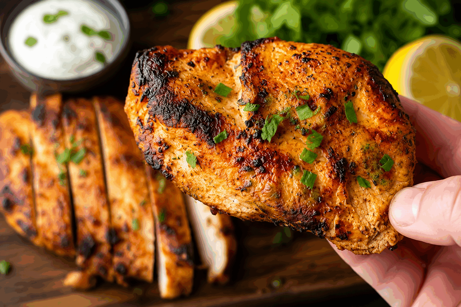 Poulet grillé au yaourt et épices douces : la recette express qui fond en bouche 🔥 Description Ce poulet grillé mariné dans un mélange onctueux de yaourt et d’épices douces révèle une chair tendre et fondante, délicatement parfumée. Inspiré des recettes classiques d’Asie du Sud, ce plat express est parfait pour un dîner convivial ou un repas en famille, rapide à préparer mais riche en saveurs. Informations Temps de préparation : 15 minutes Temps de cuisson : 20 minutes Nombre de portions : 4 personnes Difficulté : Facile Ingrédients Pour la marinade 200 g de yaourt nature entier 2 cuillères à soupe d’huile d’olive 2 gousses d’ail émincées 1 cuillère à soupe de miel liquide 1 cuillère à soupe de paprika doux 1 cuillère à café de cumin en poudre 1 cuillère à café de coriandre en poudre 1/2 cuillère à café de cannelle en poudre 1/2 cuillère à café de curcuma Sel et poivre noir du moulin, selon goût Pour le poulet 4 filets de poulet (environ 150 g chacun) Préparation Dans un grand bol, mélange le yaourt avec l’huile d’olive, l’ail, le miel et toutes les épices (paprika, cumin, coriandre, cannelle, curcuma). Sale et poivre à ton goût. Plonge les filets de poulet dans la marinade, en veillant à bien les enrober. Couvre le bol et laisse mariner au réfrigérateur pendant au moins 15 minutes (idéalement 1 heure pour plus de saveur). Préchauffe ton grill, barbecue ou poêle à feu moyen-élevé (environ 200°C). Égoutte légèrement les filets pour enlever l’excès de yaourt puis dépose-les sur la grille ou dans la poêle chaude. Fais cuire le poulet 8 à 10 minutes de chaque côté, jusqu’à ce qu’il soit bien doré et cuit à cœur (la température interne doit atteindre 75°C). Retourne délicatement en évitant que la marinade ne brûle. Retire le poulet du feu et laisse reposer 5 minutes avant de servir pour une viande plus juteuse. Astuces Pour une marinade encore plus parfumée, ajoute un peu de gingembre frais râpé ou une pincée de piment doux. Si tu manques de temps, laisse mariner le poulet juste 15 minutes, la cuisson reste rapide et savoureuse. Le yaourt aide à attendrir la viande : évite de trop le rincer avant de cuire, sinon la marinade perdra de son effet. Serre ce plat avec un côté frais comme une salade de concombre à la menthe ou un riz basmati parfumé. Service Présente ce poulet grillé au yaourt et épices douces avec un accompagnement léger, comme un taboulé, du riz pilaf ou des légumes grillés. Une touche de coriandre fraîche ou de menthe sur le dessus complétera l’assiette. Ce plat express est idéal pour un repas savoureux et coloré, à partager sans attendre entre amis ou en famille.