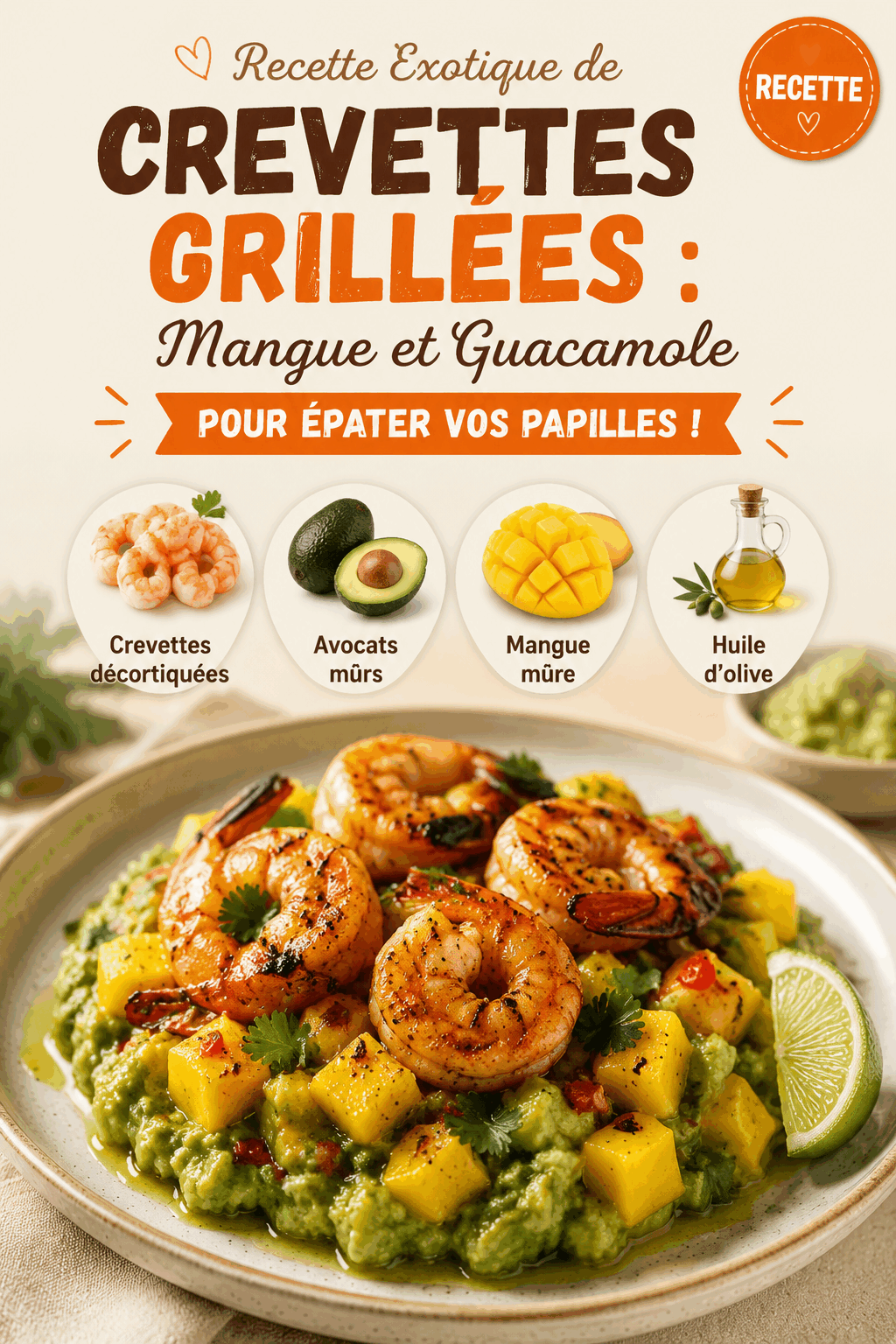 Recette Exotique de Crevettes Grillées : Mangue et Guacamole pour Épater vos Papilles !