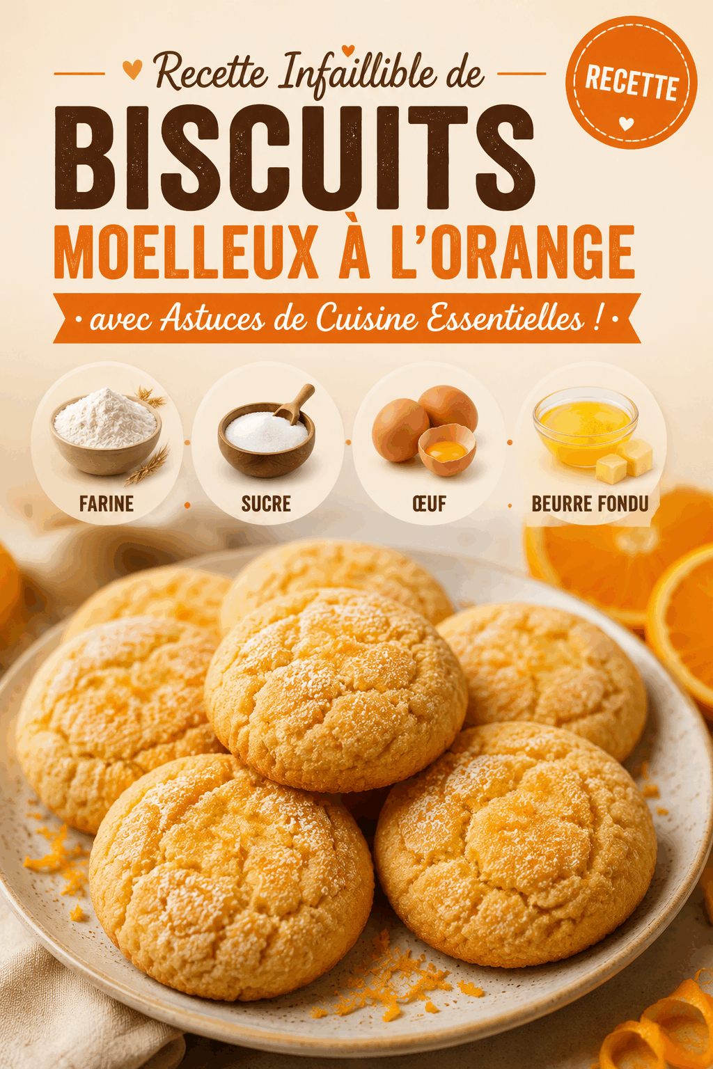 Recette Infaillible de Biscuits Moelleux à l&rsquo;Orange avec Astuces de Cuisine Essentielles !