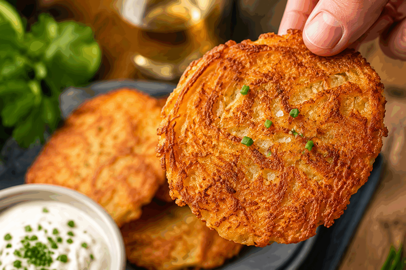 Rösti croustillants en 10 minutes, le secret suisse que vous allez adorer 🔥 Description Le rösti est un plat traditionnel suisse, à base de pommes de terre râpées, dorées à la poêle pour obtenir une texture croustillante à l’extérieur et fondante à l’intérieur. Simple et rapide à préparer, ce rösti croustillant en 10 minutes est parfait pour accompagner viandes, œufs ou légumes, et saura réchauffer vos repas en toute convivialité. Informations Temps de préparation : 5 minutes Temps de cuisson : 10 minutes Nombre de portions : 4 personnes Difficulté : Facile Ingrédients Pour le rösti 600 g de pommes de terre à chair ferme 2 cuillères à soupe d'huile végétale (tournesol ou colza) 30 g de beurre 1 cuillère à café de sel Poivre noir du moulin, selon goût Préparation Épluchez les pommes de terre puis râpez-les finement à l’aide d’une râpe à gros trous. Essorez-les dans un torchon propre pour retirer un maximum d’eau afin d’obtenir un rösti bien croustillant. Chauffez l’huile et le beurre dans une poêle antiadhésive à feu moyen-vif. Versez les pommes de terre râpées en une couche uniforme dans la poêle, pressez-les légèrement avec une spatule pour former une galette compacte. Assaisonnez avec le sel et le poivre puis laissez cuire sans bouger 5 à 6 minutes, jusqu’à ce que le dessous soit bien doré et croustillant. Retournez délicatement le rösti avec une assiette plate ou un couvercle, puis faites-le glisser dans la poêle pour cuire l’autre face 4 à 5 minutes, jusqu’à obtenir une belle couleur dorée. Servez chaud, idéalement juste après cuisson pour conserver le croquant. Astuces Pour un rösti encore plus croustillant, n’hésitez pas à râper les pommes de terre à l’avance et les laisser reposer au frais 30 minutes pour bien sécher. Utilisez une poêle antiadhésive ou une poêle en fonte pour une cuisson homogène et facile à retourner. Si nécessaire, ajoutez un peu plus d’huile pour éviter que le rösti n’attache, surtout lors de la cuisson du second côté. Variez les plaisirs en ajoutant des oignons finement hachés ou du fromage râpé dans la préparation avant la cuisson. Service Le rösti se déguste traditionnellement en accompagnement d’œufs au plat, de saucisses ou de viande braisée. Vous pouvez également le servir avec une salade verte et une touche de crème fraîche pour un repas équilibré et convivial à tout moment de la journée.