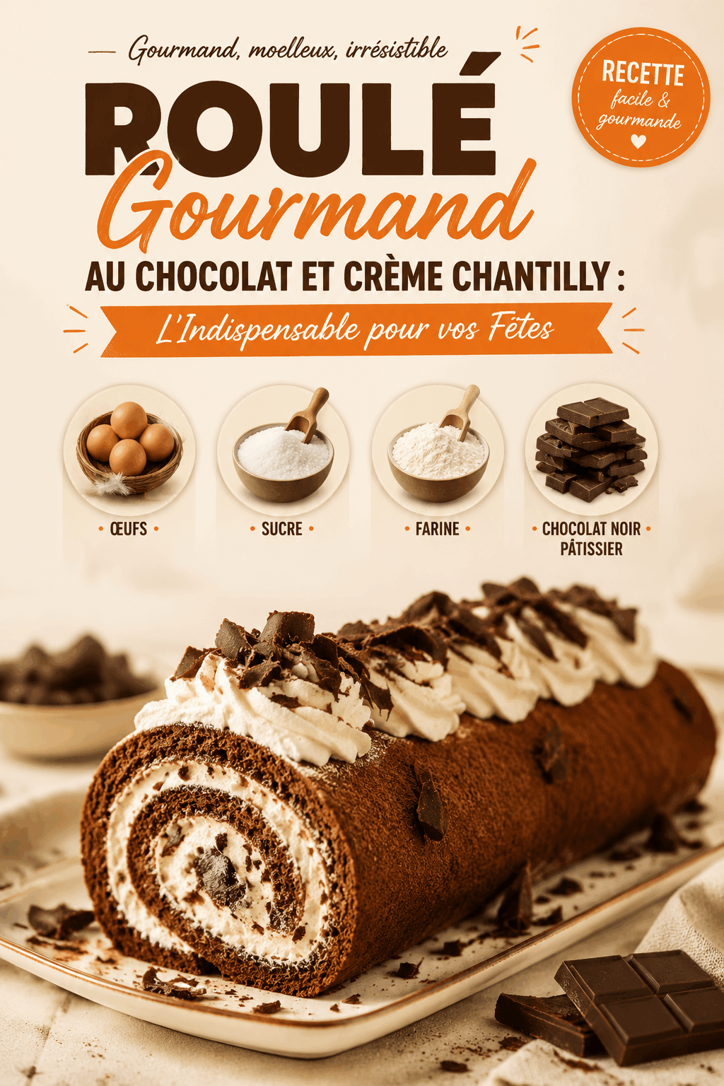 Roulé Gourmand au Chocolat et Crème Chantilly : L&rsquo;Indispensable pour vos Fêtes