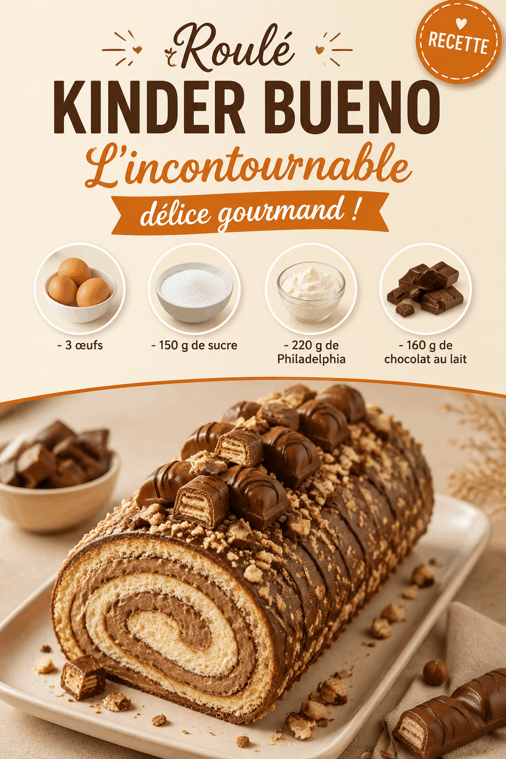 Roulé Kinder Bueno : L&rsquo;incontournable délice gourmand !
