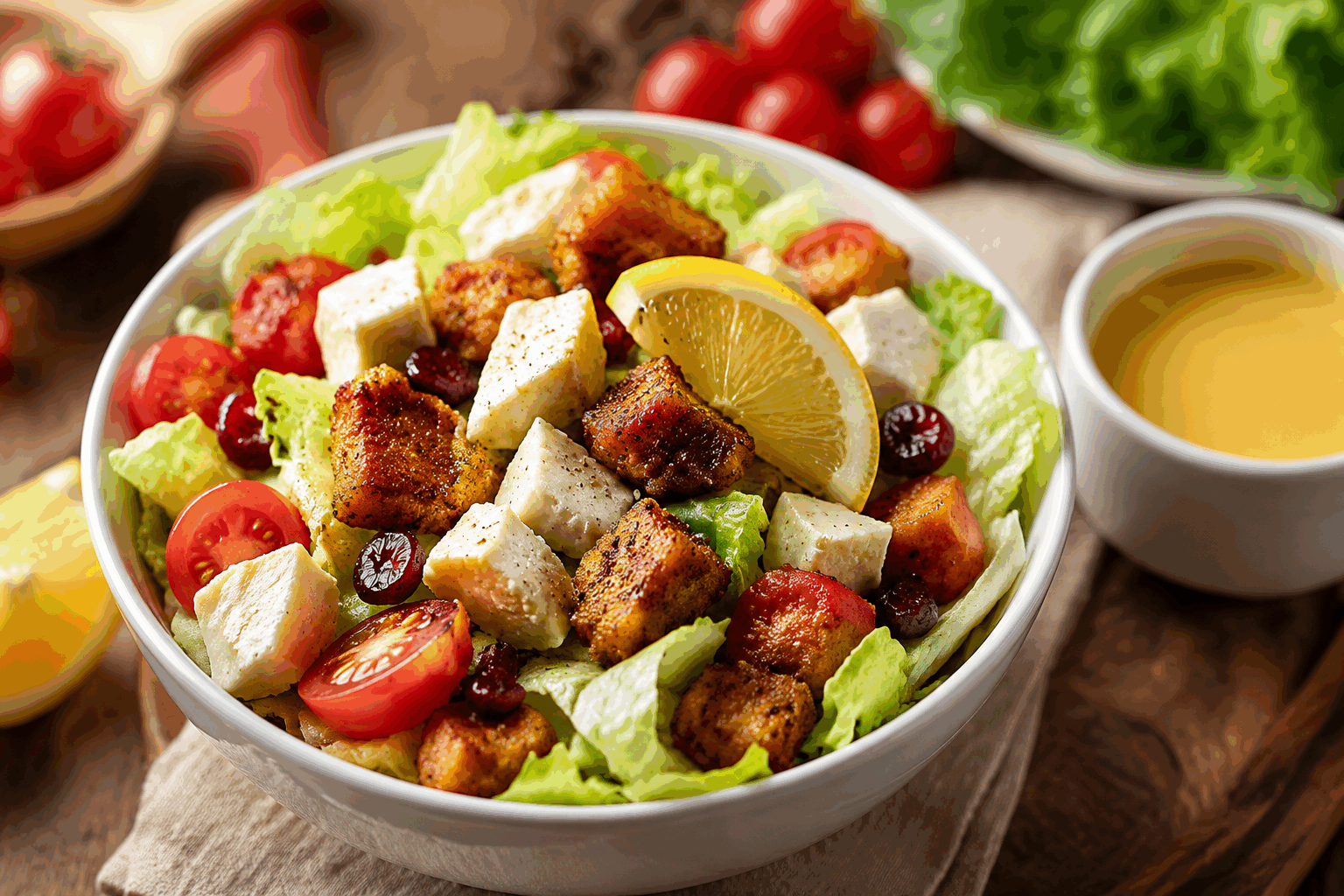 Salade au poulet croustillant et brie, prête en 10 minutes pour un repas irrésistible 😍