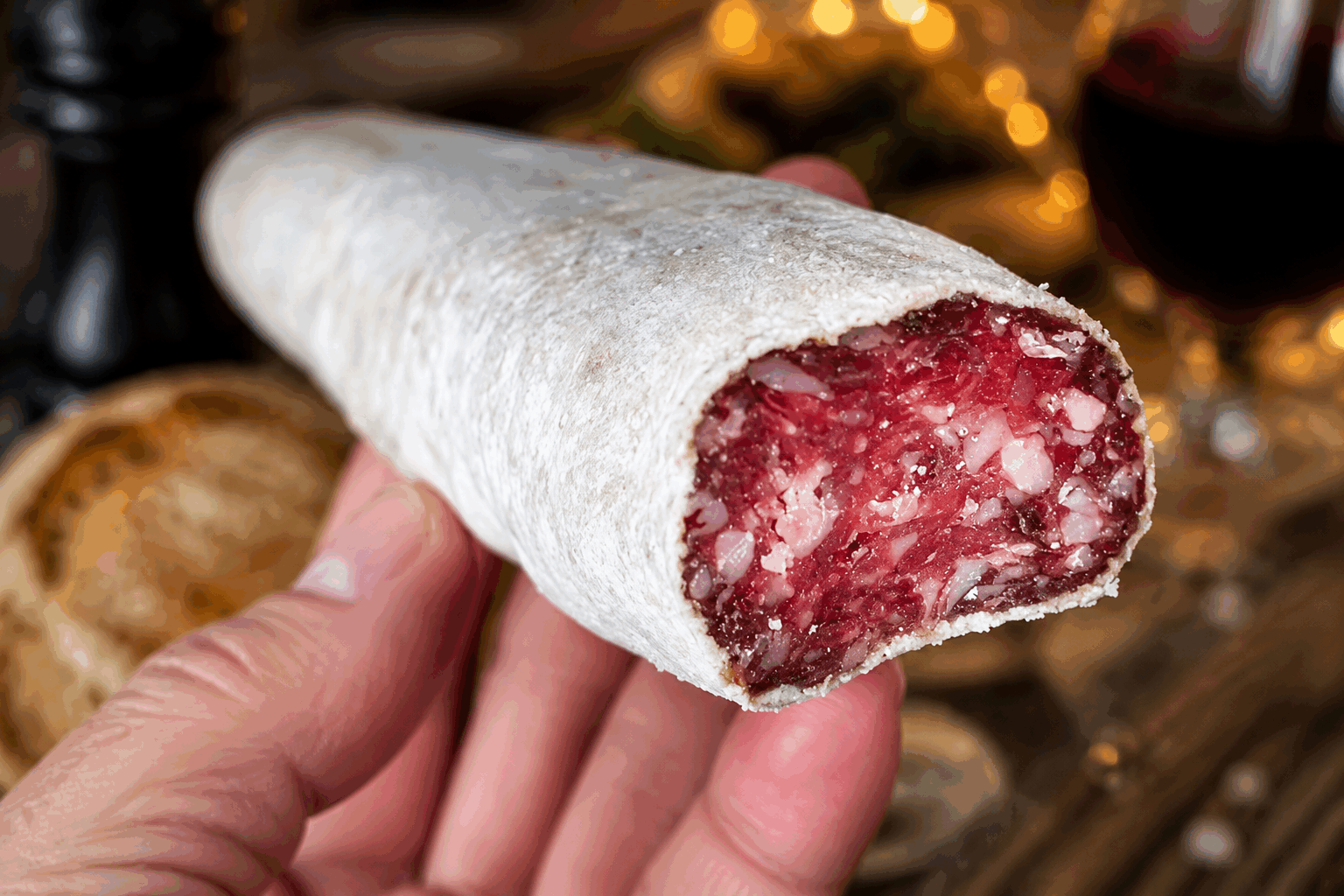 Saucisson fait maison sans boyaux, prêt en 10 minutes, pour un apéro réussi ! 🔥👌 Description Ce saucisson fait maison sans boyaux est une recette rapide et conviviale, idéale pour un apéritif express. Sa texture fondante et ses saveurs relevées séduiront vos invités sans nécessiter d’équipement particulier. C’est une alternative gourmande au saucisson traditionnel, facile à préparer en seulement 10 minutes. Informations Temps de préparation : 10 minutes Temps de cuisson : 0 minute Nombre de portions : 8 à 10 tranches Difficulté : Facile Ingrédients Pour le saucisson 400 g de viande de porc hachée (épaule ou échine) 100 g de poitrine de porc fraîche en petits dés 30 g de gros sel 2 g de poivre noir moulu 1 cuillère à café de paprika doux 1 cuillère à café d’ail en poudre 1 cuillère à soupe de cognac ou d’armagnac (facultatif) 2 cuillères à soupe de chapelure 1 blanc d’œuf 1 cuillère à soupe de sel nitrité (facultatif, pour une conservation plus sûre) Pour le façonnage Film alimentaire (type cellophane transparent) Film aluminium Préparation Mélange soigneusement dans un grand saladier la viande hachée, les dés de poitrine, le sel, le poivre, le paprika, l’ail en poudre, le sel nitrité et la chapelure. Ajoute le blanc d’œuf et le cognac, puis pétris à la main ou à la spatule jusqu’à obtenir une consistance homogène et collante. Découpe un grand rectangle de film alimentaire, dépose-y la préparation et façonne un saucisson bien serré d’environ 5 cm de diamètre. Roulez le saucisson dans le film en serrant bien, puis enveloppe-le dans du film aluminium pour renforcer l’étanchéité. Place le saucisson au réfrigérateur au moins 2 heures pour que les saveurs se développent et que la préparation se raffermisse. Pour servir, tranche finement à l’aide d’un couteau bien aiguisé, sans cuisson préalable. Astuces Utilise de la viande bien fraîche et un hachoir si possible pour moudre toi-même, cela améliorera la texture. Si tu souhaites un goût plus relevé, ajoute un peu de piment d’Espelette ou des herbes fraîches ciselées. Pour remplacer le sel nitrité, double simplement la quantité de sel classique, mais consomme rapidement. Tu peux préparer plusieurs saucissons différents en variant les épices pour diversifier les plaisirs à l’apéro. Service Présente les tranches fines sur un joli plateau avec des olives, des cornichons, du pain de campagne grillé et un assortiment de fromages. Ce saucisson sans boyaux est parfait pour un apéritif entre amis ou un buffet convivial, accompagné d’un vin rouge léger ou d’un rosé frais.