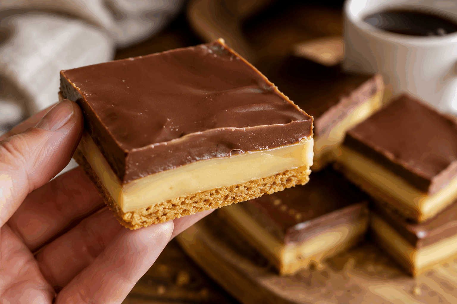 Shortbread millionaire au caramel et chocolat : la douceur écossaise qui fond en bouche ✨ Description Le shortbread millionaire est une gourmandise écossaise composée d’une base croustillante de sablé fondant, recouverte d’une couche onctueuse de caramel au beurre salé et surmontée d’une couche généreuse de chocolat noir brillant. Parfait pour les amateurs de douceurs riches et fondantes, ce délice se déguste en petites parts lors d’un goûter ou d’une pause café. Informations Temps de préparation : 30 minutes Temps de cuisson : 25 minutes Nombre de portions : 12 pièces Difficulté : Moyenne Ingrédients Pour la pâte shortbread 200 g de farine 100 g de beurre doux, froid et coupé en dés 50 g de sucre glace 1 pincée de sel Pour le caramel au beurre salé 200 g de sucre semoule 90 g de beurre salé 120 ml de crème liquide entière Pour la couche chocolat 150 g de chocolat noir (minimum 60% de cacao) 15 g de beurre doux Préparation Préchauffe le four à 160°C (chaleur statique). Prépare la pâte shortbread : dans un grand bol, mélange la farine, le sucre glace et la pincée de sel. Ajoute le beurre froid et incorpore-le rapidement du bout des doigts jusqu’à obtenir une texture sableuse homogène. Tapisse un moule carré (20x20 cm) de papier sulfurisé, puis presse la pâte uniformément au fond. Veille à ce qu’elle soit bien compacte et régulière. Enfourne pour environ 20-25 minutes jusqu’à ce que la pâte soit légèrement dorée sur les bords et bien cuite au centre. Laisse refroidir complètement dans le moule. Prépare le caramel au beurre salé : dans une casserole à fond épais, fais fondre le sucre doucement sans remuer, il doit prendre une couleur ambrée uniforme. Hors du feu, ajoute le beurre salé coupé en morceaux et fouette vivement. Verse ensuite la crème liquide tiède en filet tout en continuant de mélanger (attention aux éclaboussures). Remets sur feu doux et fais cuire environ 3-4 minutes pour épaissir le caramel, puis verse-le immédiatement sur la base shortbread refroidie. Répartis bien la couche et réserve au frais pour que le caramel prenne, environ 1 heure. Fais fondre le chocolat noir avec le beurre au bain-marie ou au micro-ondes par courtes impulsions, mélange jusqu’à obtenir une texture lisse et brillante. Verse le chocolat fondu sur la couche de caramel en lissant bien la surface avec une spatule. Remets au frais au moins 2 heures pour que le chocolat durcisse. Une fois bien pris, démoule le shortbread millionaire, coupe-le en carrés réguliers et sers à température ambiante pour un maximum de fondant. Astuces Utilise un beurre bien froid pour la pâte afin d’obtenir un sablé friable et croustillant. Quand tu prépares le caramel, évite de remuer le sucre pendant qu’il fond pour qu’il ne cristallise pas. Pour un caramel encore plus gourmand, tu peux ajouter une pointe de fleur de sel juste avant de verser la crème. Conserve les shortbreads dans une boîte hermétique au frais, la pâte garde tout son croquant et le caramel reste fondant pendant plusieurs jours. Service Présente les carrés de shortbread millionaire sur un joli plat de service, accompagnés d’un thé noir ou d’un café corsé. Idéal à partager lors d’un goûter convivial ou pour une touche sucrée raffinée après un repas.