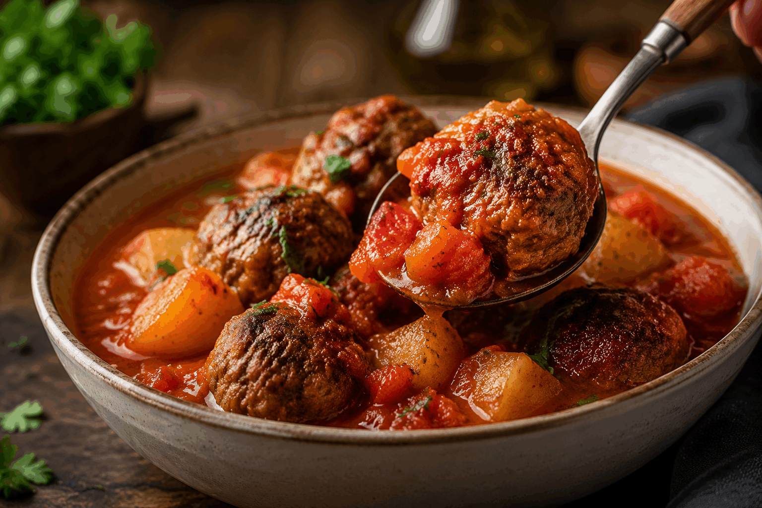 Soupe mexicaine aux boulettes de viande : prête en 30 minutes, un régal pour toute la famille 🔥 Description Cette soupe mexicaine colorée et épicée allie la douceur des boulettes de viande juteuses à la fraîcheur des légumes et des épices traditionnelles. Parfaite pour un repas convivial et rapide, elle réchauffe les cœurs tout en apportant une explosion de saveurs authentiques du Mexique. Informations Temps de préparation : 15 minutes Temps de cuisson : 15 minutes Nombre de portions : 4 personnes Difficulté : Facile Ingrédients Pour les boulettes de viande 300 g de viande hachée de bœuf 1 petit oignon finement haché 1 gousse d’ail écrasée 30 g de chapelure 1 œuf 1 cuillère à café de cumin moulu 1/2 cuillère à café de paprika fumé Sel et poivre noir du moulin Quelques brins de coriandre fraîche ciselée Pour la soupe 1 litre de bouillon de volaille ou de légumes 400 g de tomates concassées en conserve 1 poivron rouge coupé en dés 1 carotte coupée en petits dés 1 petite courgette coupée en dés 1 oignon moyen haché 2 gousses d’ail écrasées 1 piment jalapeño ou piment vert frais (optionnel, selon le goût) 1 cuillère à café de cumin moulu 1 cuillère à café d’origan séché 2 cuillères à soupe d’huile d’olive Sel et poivre noir du moulin Le jus d’1/2 citron vert Coriandre fraîche pour la garniture Préparation Préparez les boulettes : dans un saladier, mélangez la viande hachée, l’oignon, l’ail, la chapelure, l’œuf, le cumin, le paprika, la coriandre, le sel et le poivre. Mélangez bien sans trop travailler la viande pour garder la tendreté. Formez des petites boulettes d’environ 3 cm de diamètre avec vos mains humides pour éviter qu’elles ne collent. Faites chauffer l’huile d’olive dans une grande casserole à feu moyen. Faites revenir l’oignon et l’ail pendant 3 minutes jusqu’à ce qu’ils soient translucides. Ajoutez le poivron, la carotte, la courgette, le piment (si utilisé), le cumin et l’origan. Faites revenir 5 minutes en remuant régulièrement. Ajoutez les tomates concassées, le bouillon, salez et poivrez. Portez à ébullition. Plongez délicatement les boulettes dans la soupe bouillante. Réduisez le feu et laissez mijoter 12 à 15 minutes jusqu’à ce que les boulettes soient bien cuites et la soupe parfumée. Juste avant de servir, ajoutez le jus de citron vert pour apporter fraîcheur et équilibre. Goûtez et rectifiez l’assaisonnement si besoin. Astuces Utilisez des mains humides pour façonner les boulettes, cela évite qu’elles ne collent et facilite leur manipulation. Pour plus de moelleux, remplacez la chapelure par de la mie de pain trempée dans un peu de lait. Si vous préférez une soupe plus épicée, ajoutez du piment en poudre ou plus de piment frais selon votre tolérance. Servez la soupe avec des quartiers de citron vert et un peu de crème fraîche ou de yaourt nature pour adoucir les saveurs. Service Dressez la soupe bien chaude dans des bols individuels, parsemez généreusement de coriandre fraîche. Accompagnez de tortillas de maïs chaudes ou de pain de campagne croustillant pour un repas convivial et complet. Cette soupe est idéale pour un dîner en famille ou entre amis, réconfortante et équilibrée.
