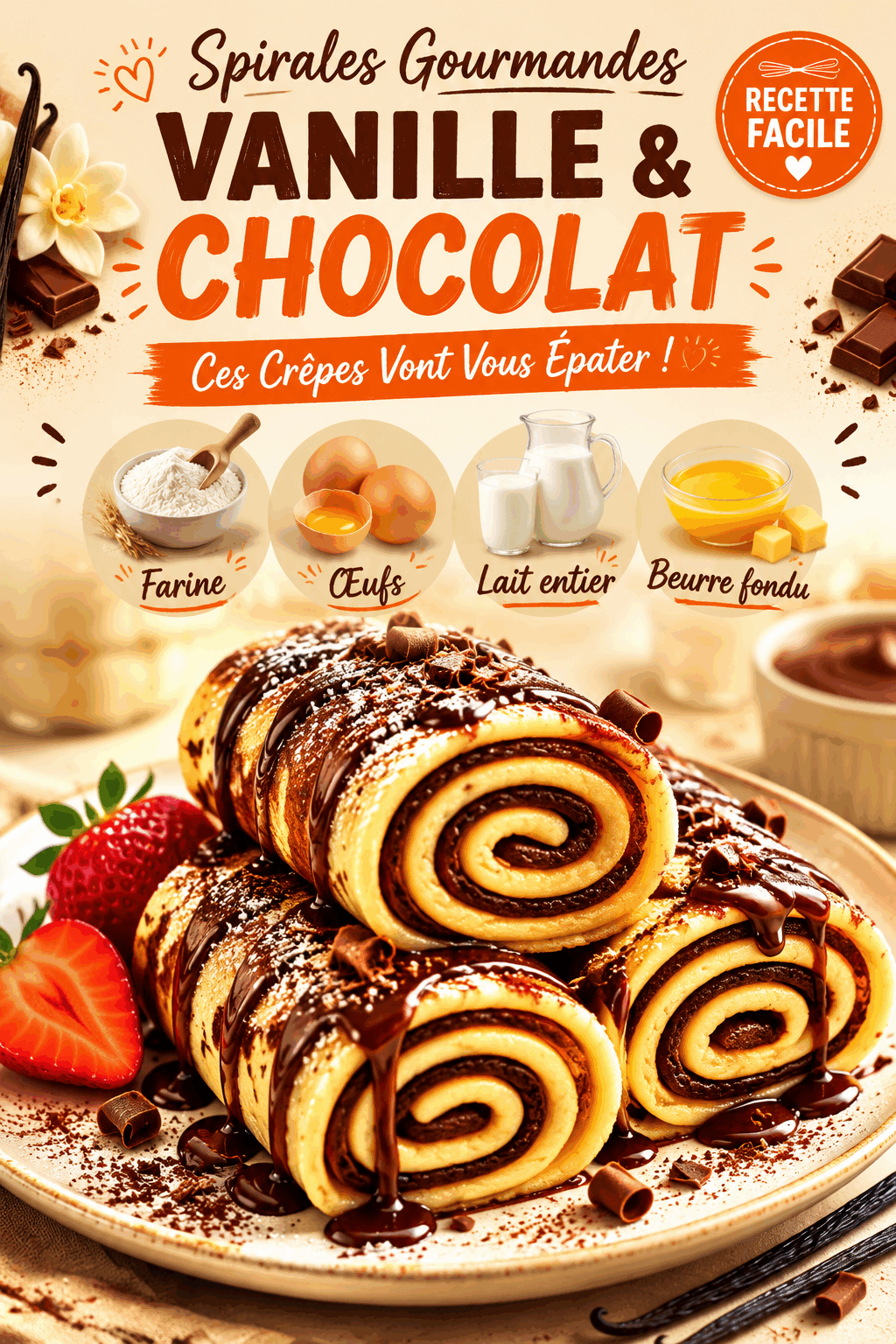 Spirales Gourmandes Vanille & Chocolat : Ces Crêpes Vont Vous Épater !