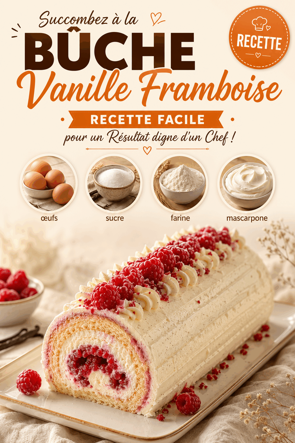 Succombez à la Bûche Vanille Framboise : Recette Facile pour un Résultat digne d&rsquo;un Chef !