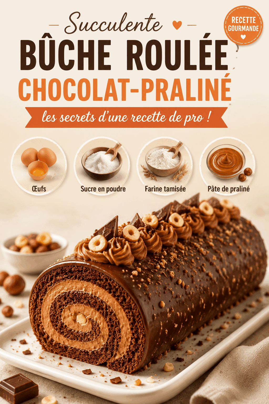 Succulente bûche roulée chocolat-praliné : les secrets d&rsquo;une recette de pro !