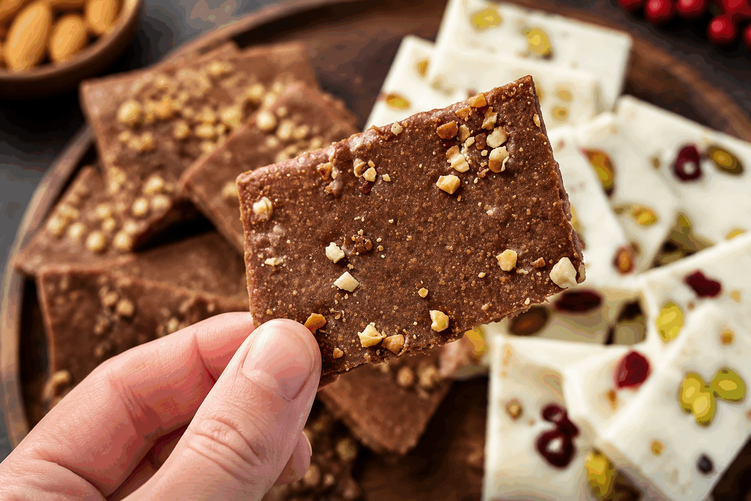 Tablettes de chocolat sans chocolat ni sucre, prêtes en 5 minutes, un régal inattendu 🍫 Description Voici une recette surprenante pour réaliser des tablettes gourmandes rappelant le chocolat, sans utiliser ni chocolat ni sucre ajouté. Ces tablettes à base d’ingrédients naturels et simples se préparent en seulement 5 minutes, offrant un plaisir fondant et légèrement sucré grâce aux fruits secs. Idéales pour un encas sain ou un dessert original. Informations Temps de préparation : 5 minutes Temps de cuisson : 0 minute Nombre de portions : 6 tablettes Difficulté : Facile Ingrédients Pour les tablettes 150 g de purée de noix de cajou (ou noix de macadamia) 80 g de poudre de caroube 100 g de dattes dénoyautées 30 g d’huile de coco fondue 1 cuillère à café d’extrait de vanille 30 g d’amandes effilées ou hachées 1 pincée de sel fin Préparation Mixez finement les dattes avec l’huile de coco et l’extrait de vanille jusqu’à obtenir une pâte homogène. Ajoutez la purée de noix de cajou, la poudre de caroube et la pincée de sel puis mélangez bien pour obtenir une préparation lisse et un peu épaisse. Incorporez délicatement les amandes, en réservant quelques-unes pour la décoration. Répartissez la préparation dans un moule à chocolat ou un petit plat recouvert de papier sulfurisé, sur environ 1 cm d’épaisseur. Parsemez le dessus avec les amandes réservées puis placez au réfrigérateur pendant au moins 2 heures pour solidifier. Démoulez et coupez en 6 tablettes. Conservez au frais pour préserver la tenue. Astuces Remplacez la purée de noix de cajou par de la purée d’amande pour un goût plus doux. Pour une touche encore plus gourmande, ajoutez une pincée de cannelle ou de piment doux dans la pâte. Si les dattes sont très sèches, faites-les tremper 10 minutes dans de l’eau tiède avant de mixer. Conservez ces tablettes au réfrigérateur dans une boîte hermétique pour préserver leur texture fondante. Service Séparez les tablettes à température fraîche et servez-les simplement à l’apéritif, en dessert sain ou en encas. Elles s’accordent parfaitement avec une tisane, un café ou un lait végétal. Idéal pour surprendre vos invités avec une gourmandise originale et saine !