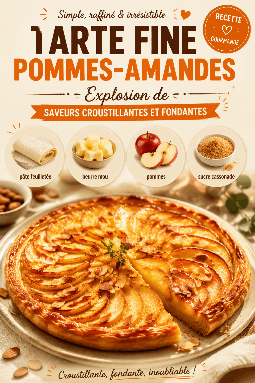Tarte Fine Pommes-Amandes : Explosion de Saveurs Croustillantes et Fondantes