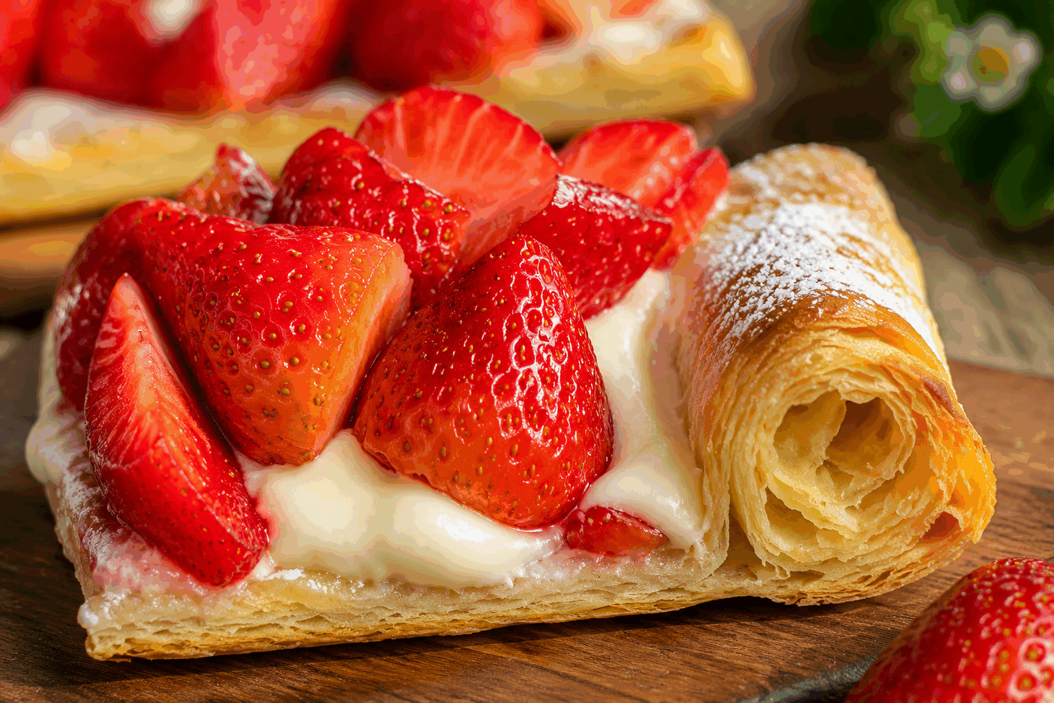 Tarte aux fraises ultra simple : 5 ingrédients et un goût qui fait fondre 😍 Description Cette tarte aux fraises est une invitation à la gourmandise, alliant la fraîcheur des fruits rouges à la douceur d’une pâte croustillante. Avec seulement cinq ingrédients, elle se prépare rapidement et offre un goût délicieusement fondant, parfait pour les beaux jours ou les desserts improvisés. Informations Temps de préparation : 15 minutes Temps de cuisson : 25 minutes Nombre de portions : 6 personnes Difficulté : Facile Ingrédients Pour la pâte 200 g de farine 100 g de beurre froid 50 g de sucre glace 1 pincée de sel 1 jaune d'œuf 2 à 3 cuillères à soupe d'eau froide Pour la garniture 500 g de fraises fraîches 2 cuillères à soupe de confiture d’abricot (pour la brillance) Préparation Mélange la farine, le sucre glace et le sel dans un saladier. Incorpore le beurre froid coupé en petits morceaux et travaille du bout des doigts jusqu’à obtenir un sable grossier. Ajoute le jaune d'œuf et l’eau froide, puis rassemble rapidement la pâte en boule sans la travailler trop longtemps. Enveloppe la pâte dans un film plastique et laisse reposer au réfrigérateur pendant 30 minutes. Préchauffe le four à 180°C (chaleur tournante). Étale la pâte sur un plan fariné et fonce un moule à tarte de 24 cm de diamètre. Pique le fond de tarte avec une fourchette et recouvre de papier cuisson avec des poids (haricots secs, billes de cuisson). Enfourne 15 minutes, retire les poids et le papier, puis continue la cuisson 10 minutes supplémentaires jusqu’à ce que la pâte soit dorée. Laisse refroidir complètement avant de garnir. Rince et équeute les fraises, puis coupe-les en deux ou en quartiers selon leur taille. Dispose les fraises harmonieusement sur la pâte refroidie. Fais chauffer légèrement la confiture d’abricot et badigeonne-en les fraises pour leur donner une belle brillance. Astuces Pour une pâte encore plus savoureuse, ajoute une cuillère à soupe de poudre d’amandes. Si les fraises sont très juteuses, dépose une fine couche de poudre d’amandes sur le fond de tarte avant de garnir pour éviter qu’il ne ramollisse. Remplace la confiture d’abricot par de la gelée de groseille ou de fraise selon tes préférences. Pour un dessert encore plus gourmand, accompagne la tarte d’une boule de glace vanille ou d’un peu de crème chantilly. Service Sers cette tarte fraîche et fruitée en dessert lors d’un déjeuner estival ou pour une occasion conviviale entre amis. Présente-la sur un plat rond et décore avec quelques feuilles de menthe fraîche pour une touche de couleur et de fraîcheur.
