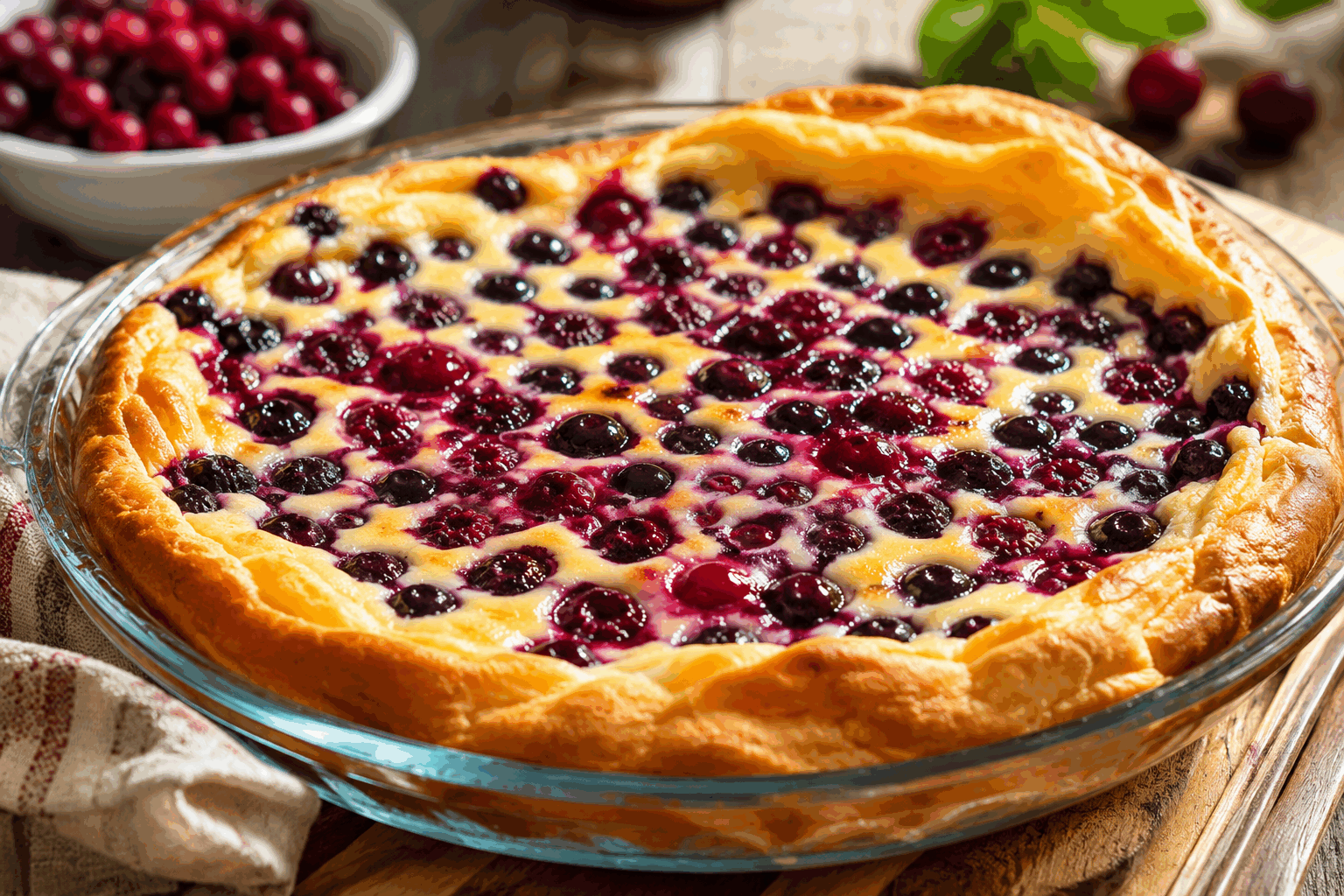 Tarte aux myrtilles sans pâte ni farine, prête en 3 ingrédients simples 🫐✨ Description Cette tarte légère et fruitée est une délicieuse alternative aux tartes traditionnelles. Sans pâte ni farine, elle mise sur la douceur naturelle des myrtilles et une texture moelleuse à base d'œufs et de fromage blanc. Parfaite pour une pause gourmande rapide, elle séduit par sa simplicité et son goût frais. Informations Temps de préparation : 10 minutes Temps de cuisson : 35 minutes Nombre de portions : 6 personnes Difficulté : Facile Ingrédients Pour la tarte 500 g de myrtilles fraîches ou surgelées 3 œufs 250 g de fromage blanc (0% ou entier selon préférence) 100 g de sucre en poudre 1 cuillère à café d’extrait de vanille (facultatif) Beurre pour le moule Préparation Préchauffe le four à 180°C (chaleur tournante de préférence). Beurre généreusement un moule à tarte ou un plat à gratin pour éviter que la tarte n’attache. Dans un saladier, bats les œufs avec le sucre jusqu’à ce que le mélange blanchisse et devienne mousseux. Ajoute le fromage blanc et l’extrait de vanille, puis mélange délicatement jusqu’à obtenir une préparation homogène. Incorpore délicatement les myrtilles sans les écraser pour garder leur forme. Verse la préparation dans le moule beurré et lisse la surface à l’aide d’une spatule. Enfourne pour environ 30 à 35 minutes, jusqu’à ce que la tarte soit prise et légèrement dorée sur les bords. Laisse tiédir avant de démouler et de servir. Astuces Choisis des myrtilles bien mûres pour un goût plus sucré et intense. Si tu utilises des myrtilles surgelées, décongèle-les et égoutte-les bien pour éviter un excès d'eau. Tu peux remplacer le fromage blanc par du yaourt grec pour une version plus riche. Pour encore plus de gourmandise, ajoute un filet de miel ou un peu de zestes de citron dans la préparation. Service Cette tarte se déguste aussi bien tiède que froide, accompagnée d’un thé ou d’un café. Elle est idéale pour un goûter ou un dessert léger après un repas copieux. Pour une touche festive, accompagne-la d’une boule de glace vanille ou d’un coulis de fruits rouges.