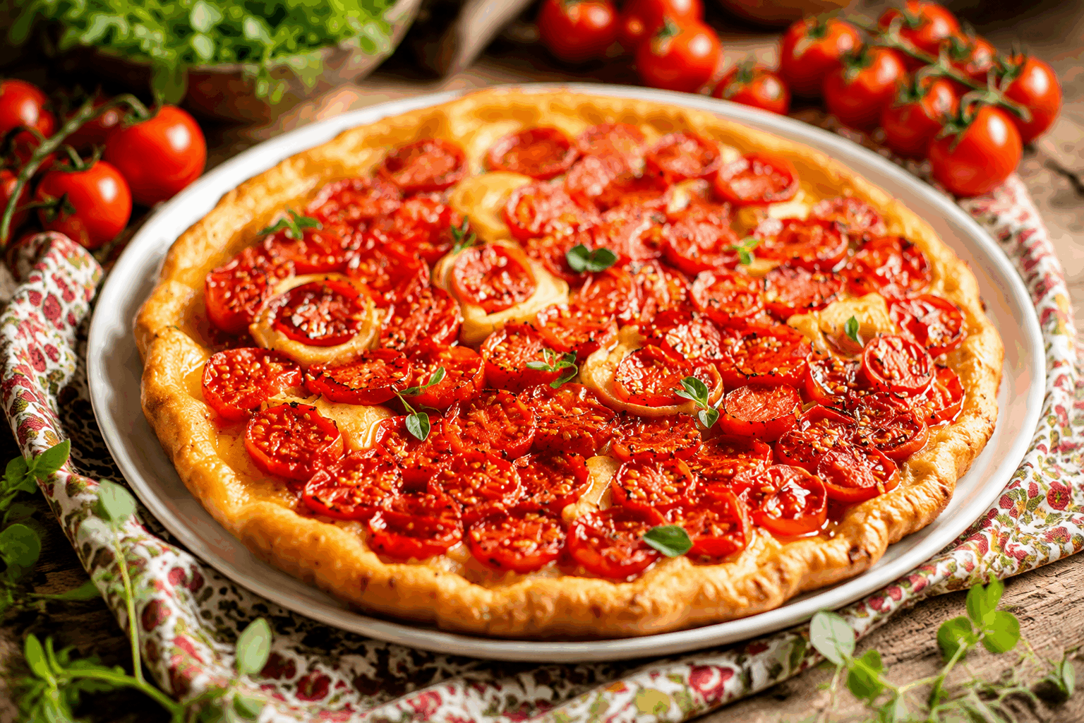 Tarte tatin aux tomates cerises : prête en 5 minutes pour un dîner frais et léger 🍅👌