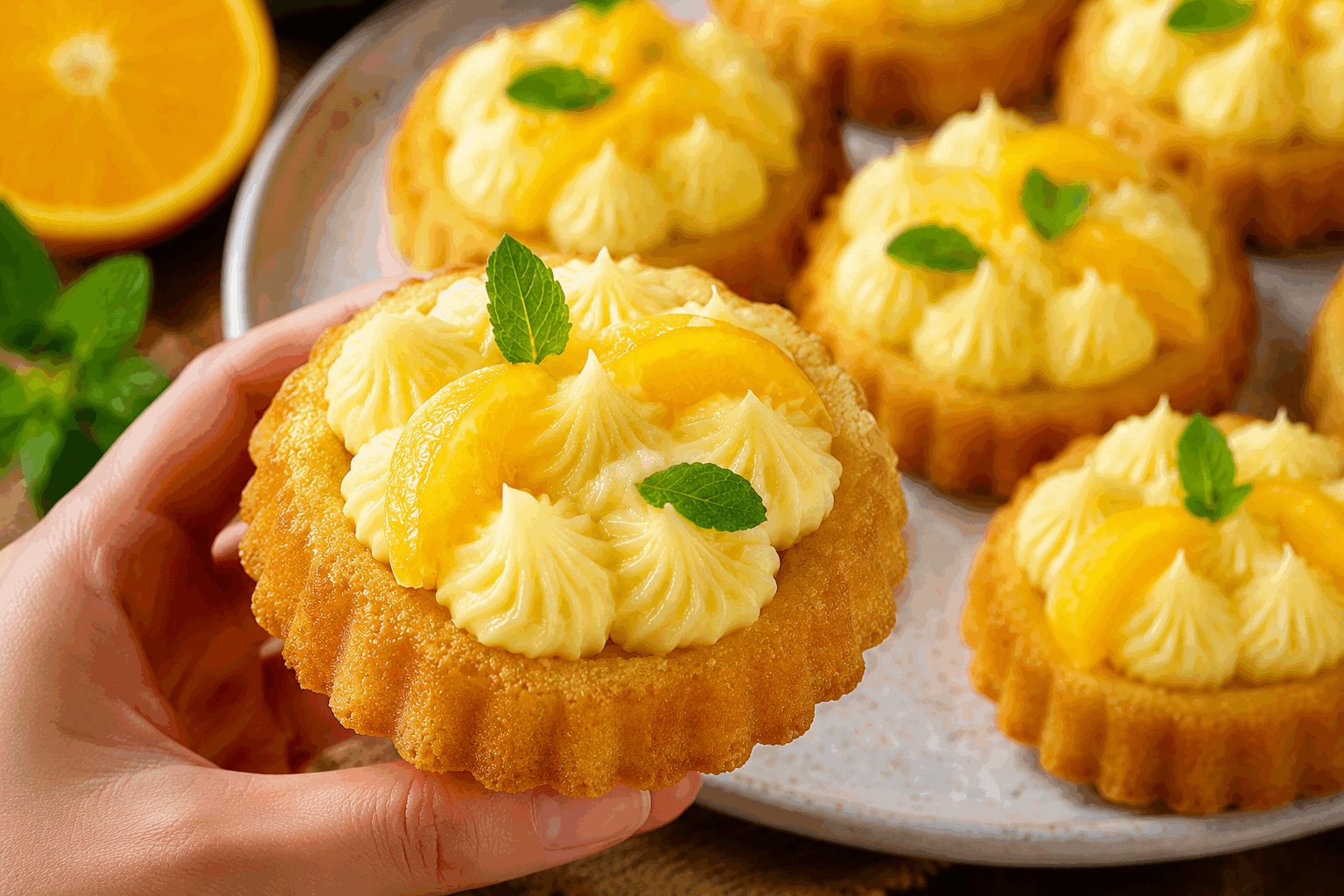 Tartelettes renversées au citron, moelleuses et crémeuses en 5 minutes de bonheur 🍋✨ Description Ces tartelettes renversées au citron offrent une combinaison parfaite entre une base moelleuse et une garniture crémeuse et acidulée. Leur présentation renversée révèle un joli dessus caramélisé au citron, idéal pour une pause gourmande rapide ou un dessert rafraîchissant après un repas. Faciles et rapides à préparer, elles conviennent parfaitement aux fêtes improvisées ou aux goûters en famille. Informations Temps de préparation : 10 minutes Temps de cuisson : 15 minutes Nombre de portions : 6 tartelettes Difficulté : Facile Ingrédients Pour la pâte moelleuse 150 g de farine 50 g de sucre 1 œuf 60 ml de lait 50 g de beurre fondu 1/2 sachet de levure chimique (soit environ 5 g) 1 pincée de sel Pour la garniture au citron 2 citrons (jus et zestes) 80 g de sucre roux 30 g de beurre 1 œuf 100 g de crème fraîche épaisse Préparation Préchauffe le four à 180°C (chaleur tournante de préférence). Dans un bol, mélange la farine, la levure, le sucre et la pincée de sel. Ajoute l’œuf, puis le lait et le beurre fondu. Mélange jusqu’à obtenir une pâte homogène et légèrement fluide. Prépare la garniture : presse le jus des citrons et râpe finement les zestes. Dans un petit saladier, fouette l’œuf avec le sucre roux jusqu’à ce que le mélange blanchisse. Incorpore la crème fraîche, le jus et les zestes de citron, puis mélange bien pour obtenir une crème lisse. Répartis le sucre roux dans le fond de 6 moules à tartelette individuels ou à muffins, puis dépose quelques petits morceaux de beurre sur le sucre (cela favorisera le caramel). Verse la crème au citron par-dessus le caramel dans chaque moule. Verse ensuite la pâte moelleuse par-dessus la crème citron, en remplissant aux 2/3 les moules. Enfourne pendant 15 minutes, jusqu’à ce que les tartelettes soient dorées et fermes au toucher. Laisse tiédir 5 minutes puis démoule délicatement en retournant les tartelettes sur une assiette pour révéler le dessus caramélisé. Astuces Pour un goût encore plus intense, utilise du citron bio afin de garder les zestes sans risque. Remplace la crème fraîche par du mascarpone pour une texture encore plus onctueuse. Veille à ne pas trop remplir les moules pour éviter que la pâte déborde lors de la cuisson. Tu peux préparer les tartelettes à l’avance et les conserver au frais. Pense à les sortir 10 minutes avant de servir pour retrouver toute leur saveur. Service Serre ces tartelettes tièdes ou froides, accompagnées d’une boule de glace vanille ou d’un thé glacé. Elles sont parfaites pour un dessert printanier ou un goûter convivial entre amis, apportant fraîcheur et douceur en quelques bouchées.