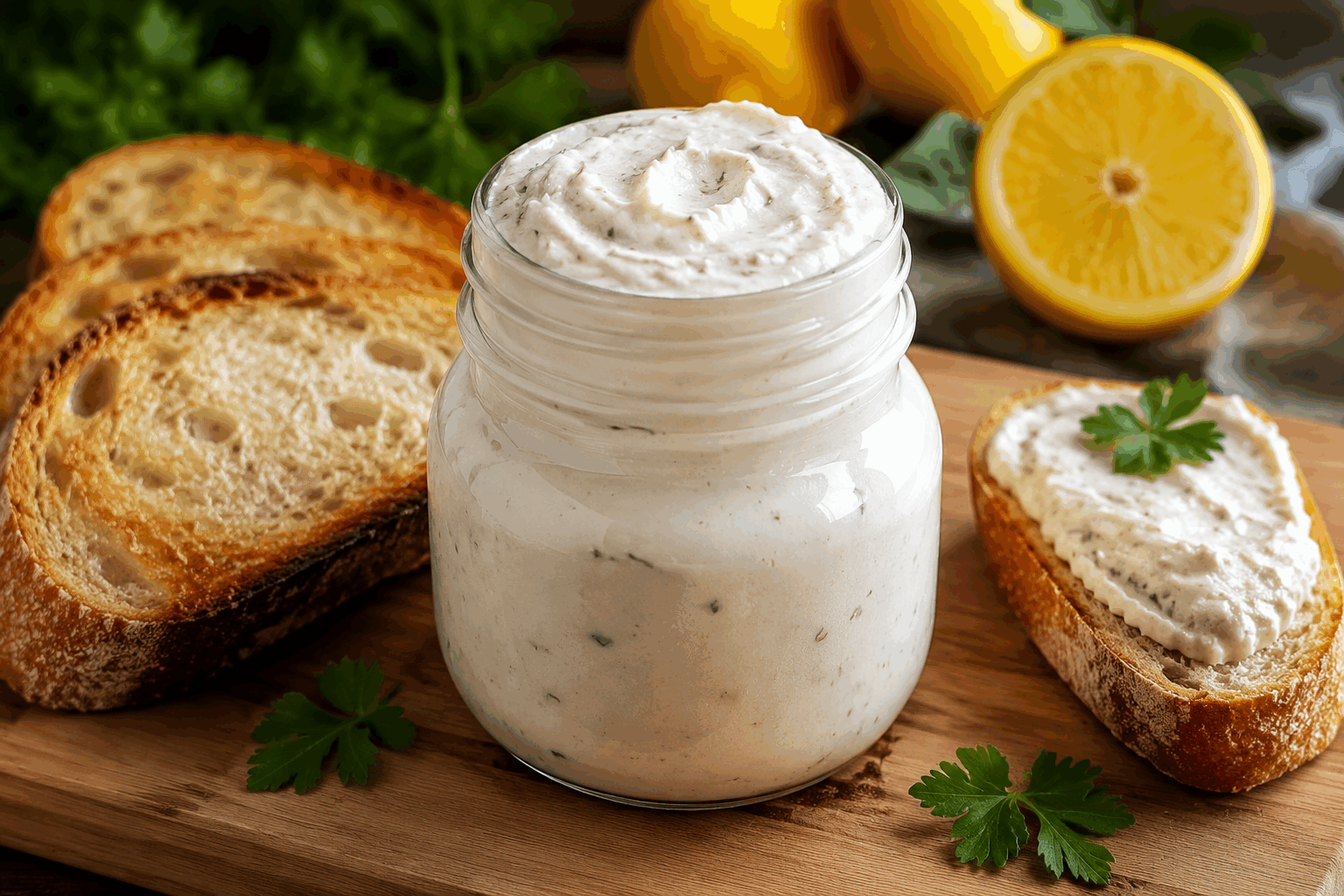 Tartinade au thon en 5 minutes : crémeuse, légère et parfaite pour l’apéro 👌✨ Description Cette tartinade au thon est une préparation rapide, délicieusement crémeuse et légère, idéale pour agrémenter vos apéritifs. Son goût savoureux, relevé d’une pointe de fraîcheur, séduit à coup sûr vos convives. Parfaite à tartiner sur des toasts ou des crackers, elle apporte une touche gourmande sans complexité. Informations Temps de préparation : 5 minutes Temps de cuisson : 0 minute Nombre de portions : 6 personnes Difficulté : Facile Ingrédients Pour la tartinade 200 g de thon en boîte au naturel, égoutté 100 g de fromage frais type Philadelphia ou fromage à tartiner léger 1 cuillère à soupe de mayonnaise légère 1 cuillère à soupe de jus de citron frais 1 cuillère à café de moutarde douce 1 petite échalote finement hachée 1 cuillère à soupe de câpres hachées (facultatif) Quelques brins de ciboulette ciselée Sel et poivre du moulin Préparation Égoutte soigneusement le thon pour éviter un excès d’humidité dans la tartinade. Dans un bol, émiette le thon à la fourchette pour obtenir une texture homogène mais pas totalement lisse. Ajoute le fromage frais, la mayonnaise, le jus de citron et la moutarde. Mélange bien pour obtenir une consistance crémeuse. Incorpore l’échalote finement hachée, les câpres si tu les utilises, puis la ciboulette ciselée. Assaisonne avec une pincée de sel et du poivre fraîchement moulu selon ton goût. Mélange une dernière fois, rectifie l’assaisonnement si nécessaire, puis réserve au frais pendant 10 minutes si le temps le permet, cela développera les saveurs. Astuces Pour une version encore plus légère, remplace la mayonnaise par du yaourt nature grec. Si tu n’aimes pas les câpres, remplace-les par des cornichons finement hachés pour un twist acidulé. Veille à bien égoutter le thon pour éviter que la tartinade ne soit trop liquide. Tu peux préparer cette tartinade la veille, elle n'en sera que meilleure après un passage au frais. Service Sers cette tartinade fraîche sur des tranches de pain grillé, des crackers ou des légumes croquants comme des bâtonnets de concombre et de carotte. Idéale lors d’un apéritif entre amis ou d’un buffet léger, elle ravira tous les palais grâce à son onctuosité et sa fraîcheur.
