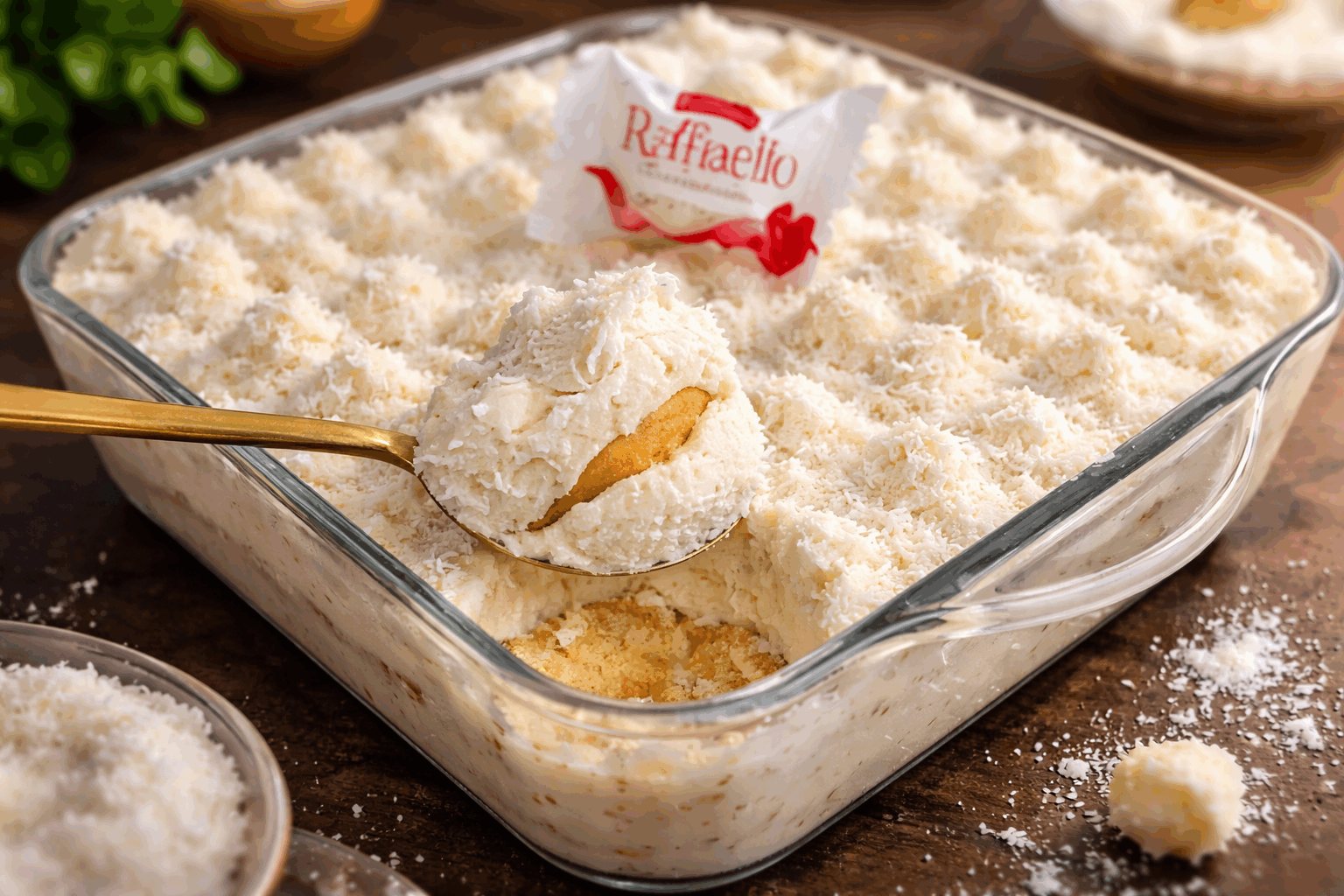 Tiramisu coco sans cuisson en 5 minutes, la douceur qui fond en bouche ! ✨😍 Description Ce tiramisu coco est une version rapide et sans cuisson du classique italien, offrant une douceur exquise qui fond littéralement en bouche. La fraîcheur de la noix de coco associée à la légèreté du mascarpone en fait un dessert parfait pour les chaudes journées d’été ou pour une envie gourmande express. Facile à réaliser en seulement cinq minutes, il séduit par son goût exotique et sa texture fondante. Informations Temps de préparation : 5 minutes Temps de cuisson : 0 minute Nombre de portions : 4 personnes Difficulté : Facile Ingrédients Pour la crème coco 250 g de mascarpone 150 ml de crème de noix de coco (ou lait de coco bien épais) 60 g de sucre glace 1 cuillère à café d’extrait de vanille Pour le montage 16 biscuits à la cuillère 120 ml de lait de coco 30 g de noix de coco râpée toastée (pour la décoration) Préparation Mélange le mascarpone, la crème de noix de coco, le sucre glace et l’extrait de vanille dans un grand bol jusqu’à obtenir une crème lisse et homogène. Verse le lait de coco dans une assiette creuse. Trempe rapidement chaque biscuit à la cuillère dans le lait de coco, sans les détremper. Dispose une couche de biscuits imbibés au fond de verrines ou d’un plat à service. Recouvre-les généreusement de crème coco à l’aide d’une spatule. Répète l’opération en finissant par une couche de crème. Parseme le dessus avec la noix de coco râpée toastée pour apporter une touche croquante et gourmande. Place au réfrigérateur au minimum 1 heure pour que les saveurs se mêlent parfaitement avant de servir. Astuces Pour une texture encore plus onctueuse, fouette légèrement la crème de noix de coco avant de la mélanger. Remplace les biscuits à la cuillère par des boudoirs ou des madeleines pour varier les plaisirs. Ajoute quelques copeaux de chocolat blanc sur le dessus pour un contraste de saveurs. Conserve le tiramisu au frais et consomme-le dans les 24 heures pour préserver sa fraîcheur. Service Servez ce tiramisu coco bien frais, dans des verrines individuelles pour un effet élégant et pratique. Il accompagnera parfaitement un café ou un thé glacé en fin de repas, ou pourra être dégusté seul lors d’un goûter gourmand. Sa légèreté en fait un dessert idéal après un repas copieux ou lors d’une occasion estivale entre amis ou en famille.