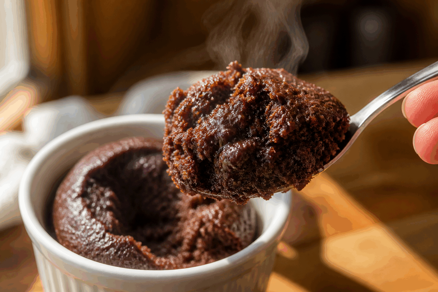 Un dessert au chocolat sans farine ni sucre, prêt en 3 ingrédients seulement ✨ Description Ce dessert au chocolat est une gourmandise saine et rapide, idéale pour les amateurs de chocolat cherchant une recette simple et légère. Sans farine ni sucre ajouté, il mise sur la douceur naturelle du chocolat et la texture onctueuse des œufs. Parfait pour une pause sucrée sans culpabilité ou pour finir un repas en beauté. Informations Temps de préparation : 10 minutes Temps de cuisson : 15 minutes Nombre de portions : 4 personnes Difficulté : Facile Ingrédients Ingrédients principaux 200 g de chocolat noir (minimum 70% de cacao) 3 œufs 1 cuillère à soupe d'huile de coco (ou beurre fondu) Préparation Préchauffe le four à 180°C (chaleur tournante de préférence). Fais fondre doucement le chocolat noir avec l'huile de coco au bain-marie ou au micro-ondes en remuant régulièrement. Sépare les blancs des jaunes d'œufs. Monte les blancs en neige ferme avec une pincée de sel. Incorpore les jaunes d'œufs au chocolat fondu en mélangeant bien pour obtenir un appareil homogène. Incorpore délicatement les blancs montés en neige à la préparation au chocolat à l'aide d'une spatule, en soulevant la masse pour ne pas les casser. Verse la pâte dans un moule à cake ou des ramequins beurrés et enfourne pour environ 15 minutes. Le centre doit rester légèrement coulant. Laisse refroidir quelques minutes avant de démouler et de servir. Astuces Utilise un chocolat de bonne qualité avec un taux de cacao élevé pour un goût intense et naturellement sucré. Veille à ne pas trop cuire le dessert pour conserver son moelleux et son cœur fondant. Tu peux ajouter une touche de vanille ou une pincée de cannelle pour varier les saveurs sans ajouter de sucre. Conserve le dessert au réfrigérateur et sors-le 10 minutes avant de déguster pour retrouver toute sa douceur. Service Sers ce dessert au chocolat nature ou accompagné d’une poignée de fruits rouges frais, d’une boule de glace vanille ou d’un coulis de fruits pour un contraste de saveurs. Idéal pour une soirée gourmande légère ou un goûter rapide et sain.