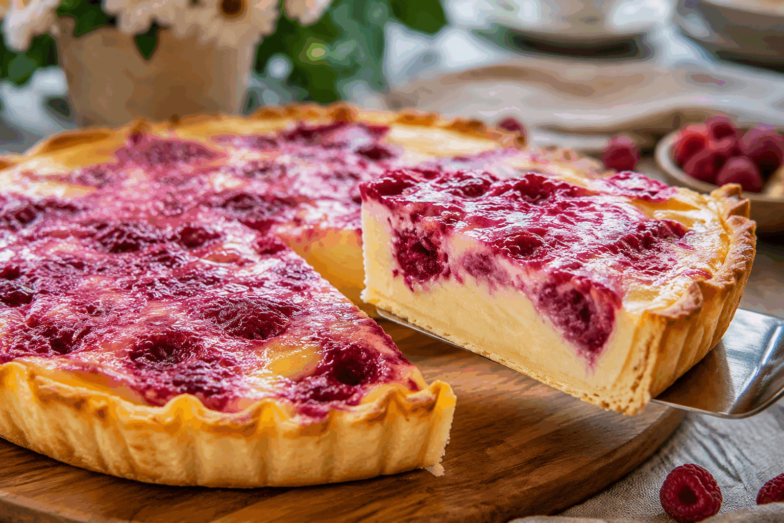 Un dessert aux framboises en 4 ingrédients, sans farine ni gluten : plaisir garanti ! 🍓✨ Description Ce dessert gourmand et léger met à l’honneur la fraîcheur acidulée des framboises, sublimée par une base moelleuse et sans gluten. Facile à réaliser avec seulement quatre ingrédients, il offre une texture fondante et un équilibre parfait entre douceur et fraicheur. Idéal pour terminer un repas en beauté ou pour une pause sucrée saine et savoureuse. Informations Temps de préparation : 15 minutes Temps de cuisson : 20 minutes Nombre de portions : 6 Difficulté : Facile Ingrédients Pour la base moelleuse 150 g de poudre d’amandes 100 g de sucre en poudre 3 œufs Pour la garniture 200 g de framboises fraîches (ou surgelées, décongelées) Préparation Préchauffe le four à 180°C (chaleur tournante de préférence). Dans un saladier, bats les œufs et le sucre jusqu’à ce que le mélange blanchisse et devienne mousseux. Incorpore délicatement la poudre d’amandes à l’aide d’une spatule, sans trop casser la texture aérienne. Verse la préparation dans un moule à gâteau préalablement beurré ou tapissé de papier cuisson. Répartis les framboises sur la pâte en les enfonçant légèrement. Enfourne pour environ 18 à 20 minutes : la surface doit être dorée et le cœur encore fondant. Laisse refroidir avant de démouler délicatement. Astuces Utilise des framboises bien mûres pour un goût plus intense et une belle jutosité. Pour un dessert encore plus gourmand, ajoute un filet de miel ou un peu de vanille naturelle dans la pâte. Veille à ne pas surcuire pour garder le moelleux caractéristique de ce gâteau sans farine. Ce dessert se conserve facilement 2 jours au réfrigérateur, couvert d’un film plastique. Service Sers ce dessert frais, accompagné d’une boule de glace vanille ou d’une cuillerée de crème fouettée maison. Il convient parfaitement pour un goûter raffiné ou une fin de repas légère. Présente-le dans des assiettes colorées avec quelques feuilles de menthe fraîche pour une touche décorative et parfumée.