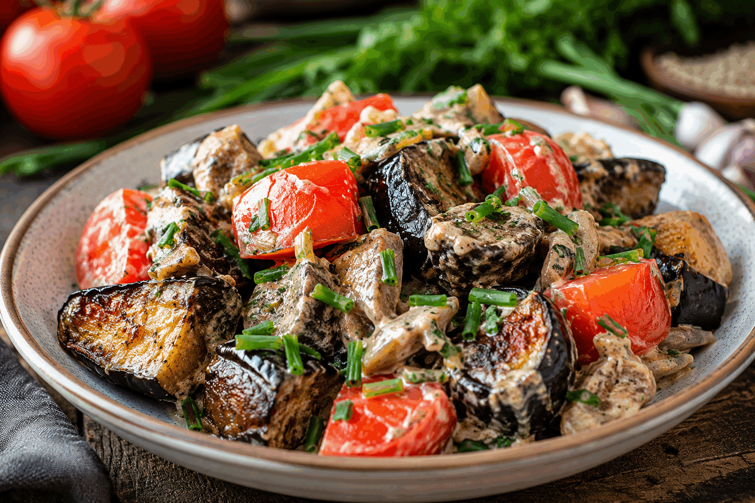 Un dîner gourmand aux aubergines et tomates en moins de 5 ingrédients, c’est bluffant ! 🔥✨ Description Ce plat simple et savoureux combine la douceur des aubergines rôties à la fraîcheur acidulée des tomates pour un dîner léger et gourmand. Avec seulement quelques ingrédients, cette recette promet un mélange de saveurs méditerranéennes, parfait pour une soirée chaleureuse et rapide. Informations Temps de préparation : 10 minutes Temps de cuisson : 25 minutes Nombre de portions : 4 personnes Difficulté : Facile Ingrédients Pour les légumes 2 grosses aubergines 500 g de tomates mûres 3 cuillères à soupe d'huile d'olive Assaisonnement 2 gousses d'ail Sel et poivre noir du moulin Préparation Préchauffe le four à 200°C (chaleur tournante de préférence). Lave les aubergines et coupe-les en rondelles d'environ 1 cm d'épaisseur. Dispose-les sur une plaque recouverte de papier cuisson. Lave les tomates et coupe-les en tranches fines. Pele les gousses d'ail, puis écrase-les légèrement avec la lame d'un couteau. Badigeonne les rondelles d’aubergines avec l’huile d’olive, sale et poivre généreusement. Ajoute l’ail émincé sur les aubergines et sur les tomates. Répartis les tranches de tomates sur la plaque en alternance ou en couches séparées selon ta préférence. Enfourne les légumes pendant 20 à 25 minutes, jusqu'à ce que les aubergines soient tendres et légèrement dorées, et que les tomates commencent à compoter. Sors du four, rectifie l’assaisonnement si besoin, puis laisse reposer 5 minutes avant de servir. Astuces Pour éviter l’amertume des aubergines, tu peux les saler et les laisser dégorger 15 minutes puis les sécher avec du papier absorbant avant cuisson. Si tu aimes le goût plus relevé, ajoute un filet de vinaigre balsamique en fin de cuisson. Cette recette peut aussi se préparer à la poêle à feu moyen si tu manques de temps ou de four. Service Sers ce plat chaud ou tiède avec une salade verte ou du riz basmati pour un dîner complet et équilibré. Idéal pour les soirs d’été ou lorsque tu cherches un repas simple mais plein de saveurs.