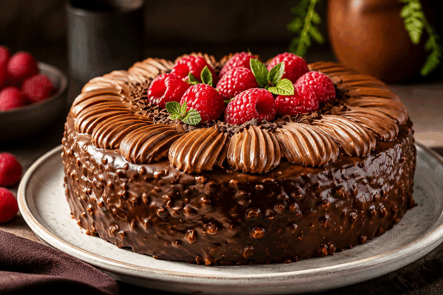 Un gâteau moelleux chocolat framboise sans gluten en 5 minutes, un vrai régal ! 🍫✨ Description Ce gâteau moelleux associe la douceur intense du chocolat avec la fraîcheur acidulée des framboises pour un dessert savoureux et léger. Facile et rapide à réaliser, il est parfait pour les personnes intolérantes au gluten, sans compromis sur le goût. Idéal pour finir un repas ou accompagner un goûter gourmand en toute simplicité. Informations Temps de préparation : 5 minutes Temps de cuisson : 25 minutes Nombre de portions : 6 personnes Difficulté : Facile Ingrédients Pour le gâteau 120 g de chocolat noir à 70% 80 g de beurre 100 g de sucre de canne 3 œufs 100 g de poudre d’amandes 30 g de farine de riz (sans gluten) 1 pincée de sel 100 g de framboises fraîches ou surgelées Préparation Préchauffe le four à 180°C (chaleur traditionnelle). Fais fondre le chocolat et le beurre ensemble au bain-marie ou au micro-ondes en mélangeant délicatement jusqu’à obtenir une préparation lisse. Dans un saladier, bats les œufs avec le sucre jusqu’à ce que le mélange blanchisse. Incorpore le mélange chocolat-beurre fondu aux œufs sucrés, puis ajoute la poudre d’amandes, la farine de riz et une pincée de sel. Mélange jusqu’à obtenir une pâte homogène. Ajoute délicatement les framboises à la pâte en réservant quelques unes pour la décoration si tu le souhaites. Verse la pâte dans un moule à gâteau beurré ou chemisé de papier cuisson. Enfourne pour environ 25 minutes. Vérifie la cuisson avec la pointe d’un couteau qui doit ressortir légèrement humide pour un gâteau bien moelleux. Laisse tiédir avant de démouler et déguster. Astuces Utilise des framboises fraîches pour un goût plus acidulé ou surgelées bien égouttées pour plus de facilité toute l’année. Pour renforcer le moelleux, ne fais pas trop cuire le gâteau : le cœur doit rester légèrement fondant. Tu peux remplacer la farine de riz par de la farine de sarrasin ou de châtaigne pour varier les saveurs et rester sans gluten. Pense à tamiser la farine pour éviter les grumeaux et obtenir une texture légère. Service Serre ce gâteau tiède ou à température ambiante, accompagné d’un coulis de framboise ou d’une boule de glace à la vanille. Parfait pour un dessert convivial ou un goûter gourmand entre amis, il séduira petits et grands tout en restant simple à préparer.