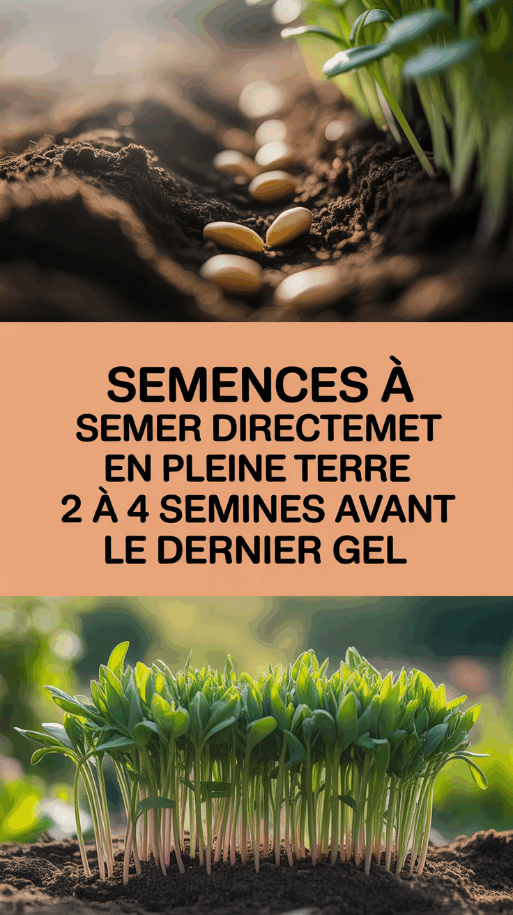 Semences à semer directement en pleine terre 2 à 4 semaines avant le dernier gel