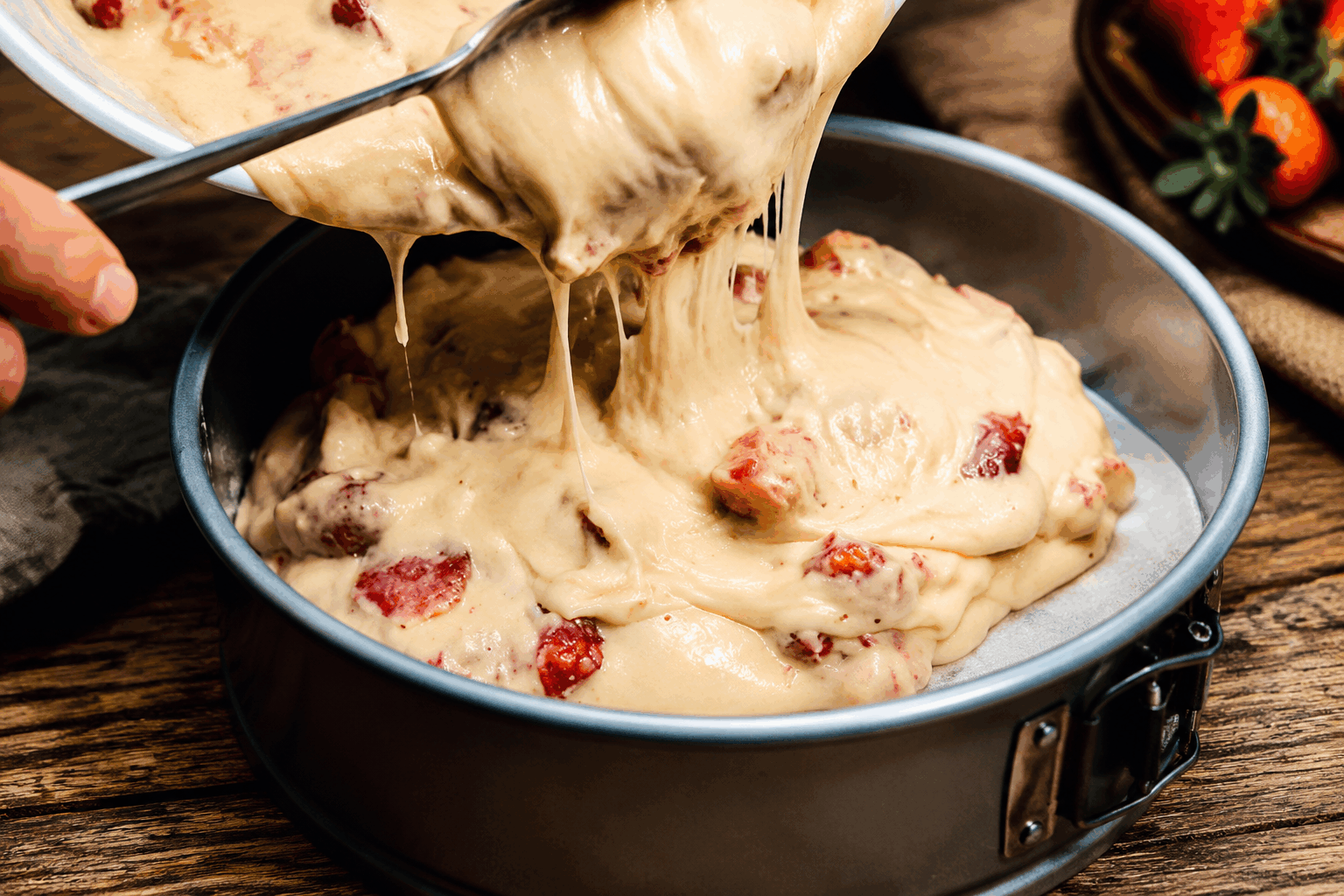 5 minutes chrono pour un gâteau aux fraises fondant et super facile à faire 🍓👌 Description Ce gâteau aux fraises est une recette ultra rapide et simple, idéale pour les envies gourmandes de dernière minute. Léger, fondant et fruité, il combine douceur du gâteau moelleux et fraîcheur des fraises. Parfait pour un dessert improvisé ou un goûter savoureux en toute simplicité. Informations Temps de préparation : 5 minutes Temps de cuisson : 15 minutes Nombre de portions : 6 parts Difficulté : Facile Ingrédients Pour le gâteau 150 g de farine 100 g de sucre 1 sachet de levure chimique (environ 11 g) 2 œufs 100 ml de lait 50 ml d'huile végétale neutre 1 pincée de sel Pour la garniture 200 g de fraises fraîches Préparation Préchauffe le four à 180°C (chaleur tournante de préférence). Lave, équeute et coupe les fraises en deux puis réserve-en une dizaine pour la décoration. Dans un saladier, mélange la farine, la levure chimique, le sucre et la pincée de sel. Ajoute les œufs, le lait et l'huile. Fouette énergiquement jusqu’à obtenir une pâte lisse et homogène. Incorpore délicatement les fraises coupées en morceaux dans la pâte. Verse la préparation dans un moule à gâteau beurré ou recouvert de papier cuisson. Dispose joliment les fraises réservées sur le dessus. Enfourne et laisse cuire environ 15 minutes. Vérifie la cuisson en plantant la lame d’un couteau qui doit ressortir propre. Laisse tiédir quelques minutes avant de démouler puis sers tiède ou à température ambiante. Astuces Pour un gâteau encore plus moelleux, remplace la moitié du lait par du yaourt nature. Si tu es pressé, opte pour un moule à cake ou un moule en silicone pour cuire plus rapidement et faciliter le démoulage. Tu peux remplacer les fraises par des fruits rouges surgelés, sans les décongeler, pour une saveur différente. Ajoute un peu de vanille liquide ou le zeste d’un citron pour parfumer délicatement la pâte. Service Ce gâteau se déguste idéalement tel quel, accompagné d’un thé ou d’un café. Pour une touche gourmande, accompagne-le d’une boule de glace vanille ou d’une cuillère de crème fouettée. Parfait pour un dessert rapide ou une collation fraîche et légère en toute occasion.