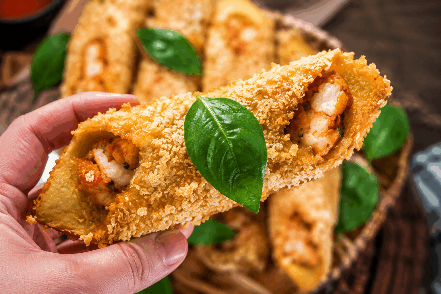 5 minutes pour des cannoli salés irrésistibles qui bluffent tous vos invités 😍 Description Ces cannoli salés revisités se préparent en seulement 5 minutes, parfaits pour un apéritif gourmand et élégant. Leur pâte croustillante renferme une farce crémeuse et savoureuse, mariant fraîcheur et intensité des saveurs, idéale pour surprendre vos invités. Informations Temps de préparation : 5 minutes Temps de cuisson : 5 minutes (pour le croustillant) Nombre de portions : 12 pièces Difficulté : Facile Ingrédients Pour les tubes croustillants 12 feuilles de brick 2 cuillères à soupe d'huile d'olive Pour la garniture salée 200 g de ricotta fraîche 100 g de fromage frais (type chavroux ou Boursin nature) 50 g de jambon cru finement haché 1 petite poignée de roquette finement ciselée 1 cuillère à soupe de parmesan râpé Sel et poivre du moulin Quelques gouttes de jus de citron Préparation Préchauffe le four à 180°C. Découpe chaque feuille de brick en trois bandes égales. Badigeonne-les légèrement d'huile d'olive à l'aide d'un pinceau. Enroule chaque bande autour d'un cône spécialement prévu pour cannoli ou un petit rouleau en métal huilé, en chevauchant les bords pour former un tube. Pose-les sur une plaque recouverte de papier cuisson. Enfourne les tubes 5 minutes jusqu’à ce qu’ils soient dorés et croustillants. Laisse-les refroidir avant de les démouler délicatement. Dans un saladier, mélange la ricotta, le fromage frais, le jambon cru, la roquette, le parmesan, un peu de sel, de poivre et quelques gouttes de jus de citron pour apporter de la fraîcheur. Remplis une poche à douille avec cette garniture et fourre les tubes croustillants juste avant de servir pour éviter qu’ils ne ramollissent. Astuces Si tu n’as pas de cônes, utilise des rouleaux de papier aluminium bien huilés et formés en cône. Pour une version végétarienne, remplace le jambon cru par des tomates séchées finement hachées ou des olives noires. Prépare la garniture à l’avance, mais garnis les tubes juste avant de servir pour préserver le croustillant. Ajoute un peu d’herbes fraîches comme du basilic ou du persil pour varier les saveurs. Service Présente les cannoli salés sur un plat élégant, accompagnés d’un verre de vin blanc sec ou d’un cocktail léger. Ils conviennent parfaitement comme amuse-bouche lors d’un apéritif dînatoire ou d’une réception festive.