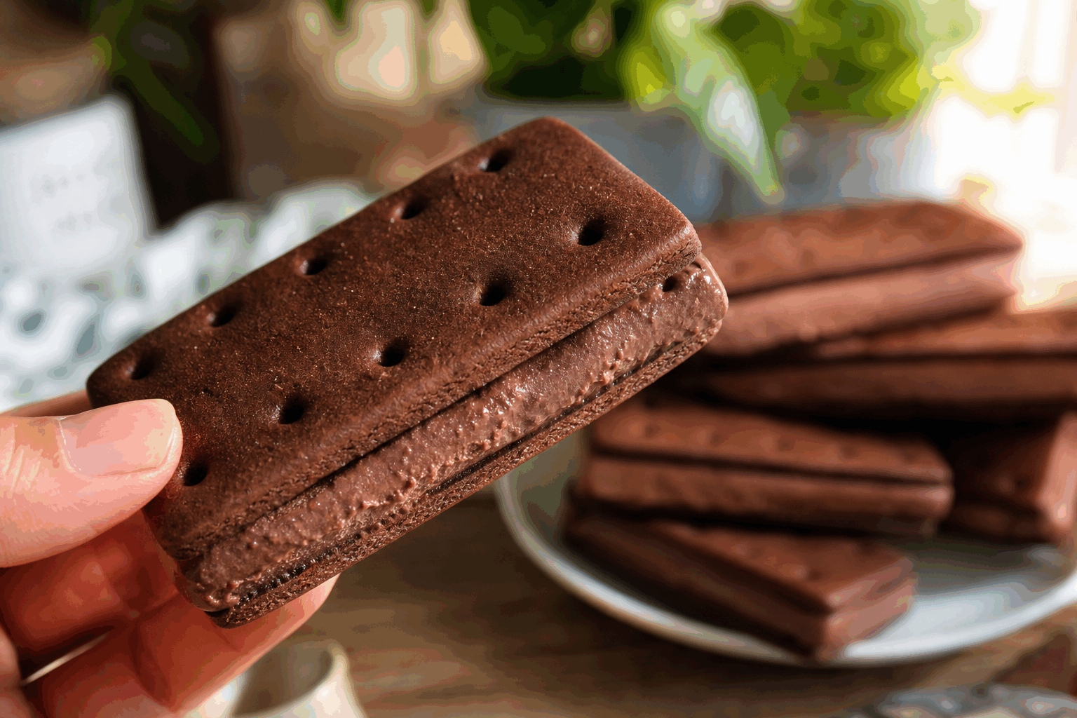 Biscuits Bourbon sans œufs ni beurre : la recette facile en 5 minutes qui étonne 👌 Description Ces biscuits Bourbon revisités sont une gourmandise légère, croustillante et savoureuse, parfaite pour ceux qui ne consomment pas d'œufs ni de beurre. Leur texture fondante et leur goût chocolaté évoquent le classique mais avec une touche plus saine. Idéals en encas ou pour accompagner un thé ou un café. Informations Temps de préparation : 5 minutes Temps de cuisson : 10 minutes Nombre de portions : 12 biscuits Difficulté : Facile Ingrédients Pour la pâte à biscuits 150 g de farine de blé 30 g de cacao en poudre non sucré 100 g de sucre en poudre 1/2 sachet de levure chimique (soit 5 g) 80 ml d’huile végétale neutre (tournesol ou colza) 80 ml de lait végétal (soja, avoine ou amande) 1 cuillère à café d’extrait de vanille 1 pincée de sel Pour la garniture chocolatée 50 g de chocolat noir à pâtisser 15 ml de lait végétal 1 cuillère à soupe de sucre glace Préparation Préchauffe le four à 180°C (chaleur statique). Dans un grand saladier, tamise la farine, le cacao en poudre, la levure, le sel et le sucre. Ajoute l’huile, le lait végétal et l’extrait de vanille. Mélange avec une spatule jusqu’à obtenir une pâte homogène et légèrement collante. Sur une surface farinée, étale la pâte sur environ 5 mm d’épaisseur. Découpe des rectangles ou des formes allongées typiques des biscuits Bourbon à l’aide d’un emporte-pièce ou d’un couteau. Dispose les biscuits sur une plaque recouverte de papier cuisson en les espaçant légèrement. Enfourne 10 minutes, puis laisse refroidir complètement sur une grille. Pour la garniture, fais fondre le chocolat avec le lait végétal au bain-marie ou au micro-ondes par intervalles courts et remue bien. Ajoute le sucre glace au mélange chocolaté, mélange jusqu’à obtenir une texture lisse et un peu épaisse. Étale une fine couche de cette ganache entre deux biscuits pour former des sandwichs, puis laisse prendre à température ambiante ou au frais pendant 1 heure. Astuces Remplace le cacao en poudre par du cacao cru pour une saveur plus intense et originale. Utilise un lait végétal neutre pour que le goût ne couvre pas celui du cacao et de la vanille. Pour des biscuits encore plus croustillants, laisse-les sécher hors du four une heure avant de les garnir. Conserve les biscuits dans une boîte hermétique à température ambiante pour préserver leur fraîcheur. Service Servez ces biscuits Bourbon sans œufs ni beurre en goûter accompagné d’un thé noir ou d’un café. Ils sont parfaits aussi bien pour un moment convivial entre amis que pour un en-cas rapide au travail. Présentez-les en petits sandwichs sur un joli plat pour une touche gourmande.