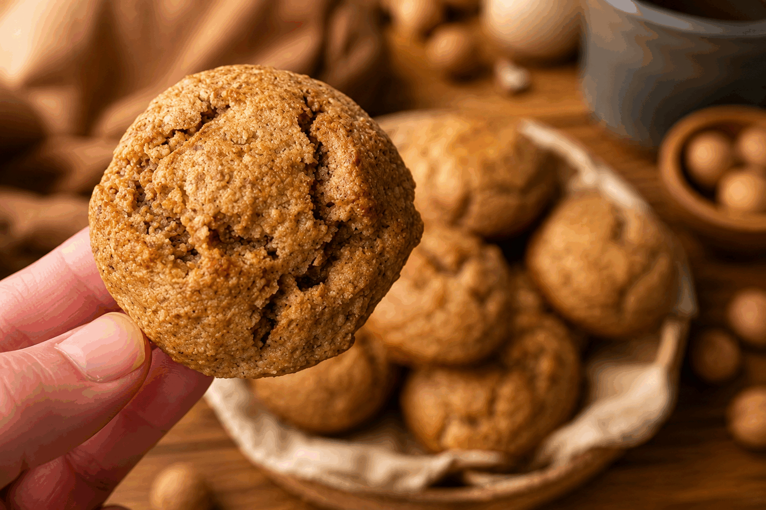 Biscuits aux noix sans farine ni gluten, prêts en 5 minutes pour un petit-déjeuner parfait 🔥 Description Ces biscuits aux noix sont une gourmandise rapide et saine, parfaite pour un petit-déjeuner ou une collation. Sans farine ni gluten, ils conviennent aux personnes sensibles ou allergiques, tout en offrant une texture croquante et un goût riche en noisettes grillées. Leur préparation express en seulement 5 minutes en fait une recette idéale pour les matins pressés. Informations Temps de préparation : 5 minutes Temps de cuisson : 10 minutes Nombre de portions : 12 biscuits Difficulté : Facile Ingrédients Pour les biscuits 150 g de noix (noix de Grenoble, noix de pécan ou noisettes, au choix) 2 œufs 50 g de miel liquide 1 cuillère à café d'extrait de vanille 1 pincée de sel 1 cuillère à café de levure chimique sans gluten Préparation Préchauffe le four à 180°C (chaleur tournante de préférence). Mixe grossièrement les noix dans un robot jusqu’à obtenir une texture granuleuse, pas trop fine pour garder du croquant. Dans un saladier, bats les œufs avec le miel, l'extrait de vanille et la pincée de sel jusqu’à ce que le mélange soit homogène. Ajoute les noix mixées et la levure chimique, puis mélange bien pour obtenir une pâte collante mais malléable. Forme des petites boules de pâte (environ 12), puis aplatis-les légèrement et dépose-les sur une plaque recouverte de papier cuisson en veillant à bien les espacer. Enfourne pour 10 minutes, jusqu’à ce que les biscuits soient dorés sur les bords. Laisse refroidir quelques minutes sur une grille avant de déguster. Astuces Remplace les noix par des amandes ou des noisettes selon tes goûts pour varier les saveurs. Ne mixe pas trop les noix pour conserver la texture croquante qui caractérise ces biscuits. Conserve les biscuits dans une boîte hermétique à température ambiante pour préserver leur croustillant. Pour un goût encore plus gourmand, ajoute une pincée de cannelle ou un zeste d’orange dans la pâte. Service Ces biscuits aux noix se dégustent parfaitement avec un café, un thé ou un verre de lait végétal au petit-déjeuner ou lors d’une pause gourmande. Ils accompagnent aussi à merveille un yaourt nature ou une compote de fruits maison. Présente-les sur une assiette ou dans une boîte à goûter pour un partage convivial.