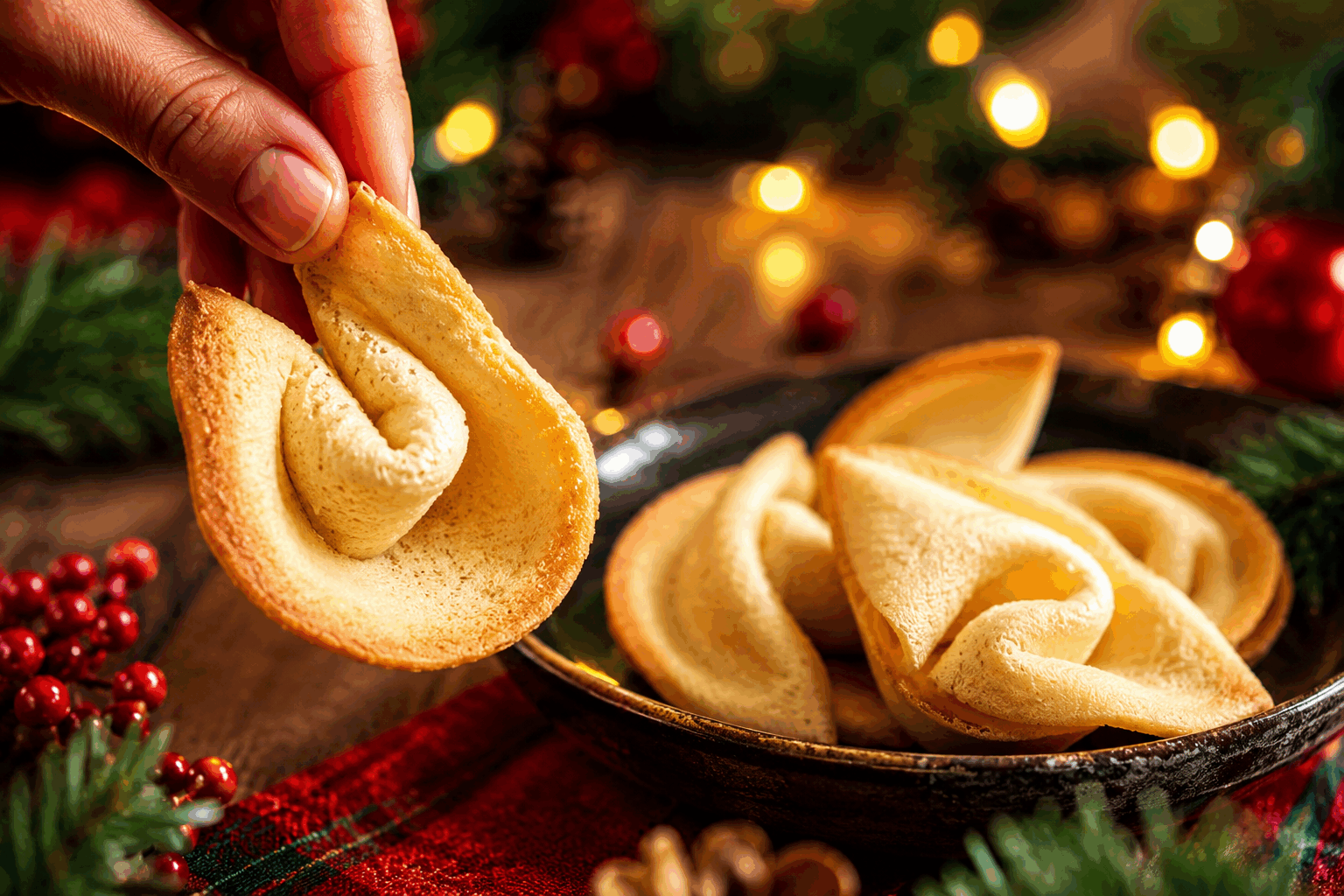 Biscuits fortune en 10 minutes, la recette rapide qui va vous surprendre 🔥 Description Les biscuits fortune sont ces délicieuses petites gourmandises croustillantes, traditionnellement servies dans les restaurants asiatiques, contenant de courts messages ou prédictions. Cette version express vous permet de réaliser ces biscuits légers, dorés et croquants en seulement 10 minutes, parfaits pour une touche d’originalité et de convivialité lors d’un apéritif ou d’une soirée entre amis. Informations Temps de préparation : 5 minutes Temps de cuisson : 5 minutes Nombre de portions : 12 biscuits Difficulté : Facile Ingrédients Pour la pâte 50 g de farine de blé 50 g de sucre glace 1 blanc d'œuf (environ 30 g) 30 ml d'eau 15 g de beurre fondu 1 pincée de sel 1 cuillère à café d’extrait de vanille Pour les messages Feuilles de papier coupées en bandes fines (message imprimé ou manuscrit) Préparation Préchauffe le four à 180°C (chaleur tournante de préférence). Dans un bol, mélange la farine tamisée, le sucre glace et la pincée de sel. Ajoute le blanc d'œuf, l'eau, le beurre fondu et l’extrait de vanille. Mélange bien jusqu’à obtenir une pâte lisse, fluide mais légèrement épaisse (ajuste l’eau si nécessaire). Sur une plaque recouverte de papier sulfurisé, dépose une cuillère à soupe de pâte et étale rapidement en forme de cercle fin d’environ 7 cm de diamètre. Répète pour autant de biscuits que possible sans qu’ils se touchent (environ 3-4 par plaque). Enfourne pendant 4 à 5 minutes jusqu’à ce que les bords soient dorés. Sors la plaque du four et, dès que les biscuits sont assez souples, dépose une bande de papier message au centre. Plie d’abord en deux, puis replie les côtés pour former la forme classique du biscuit fortune. Pose-les dans des ramequins pour les laisser durcir et prendre leur forme. Laisse refroidir complètement, ils deviendront croquants et prêts à être dégustés. Astuces Travaille rapidement à la sortie du four car les biscuits durcissent vite et deviennent cassants. Si la pâte semble trop épaisse, ajoute un tout petit peu d’eau pour faciliter l’étalage. Utilise un cure-dents ou une petite spatule pour plier aisément sans te brûler les doigts. Pour varier les saveurs, ajoute une pointe de zeste d’agrume ou de cannelle dans la pâte. Service Servez ces biscuits fortune en fin de repas ou à l’apéritif, posés dans une jolie coupelle pour que chaque convive découvre son message surprise. Ils accompagnent très bien une tasse de thé vert ou un cocktail léger, apportant une touche ludique et élégante à vos moments de partage.