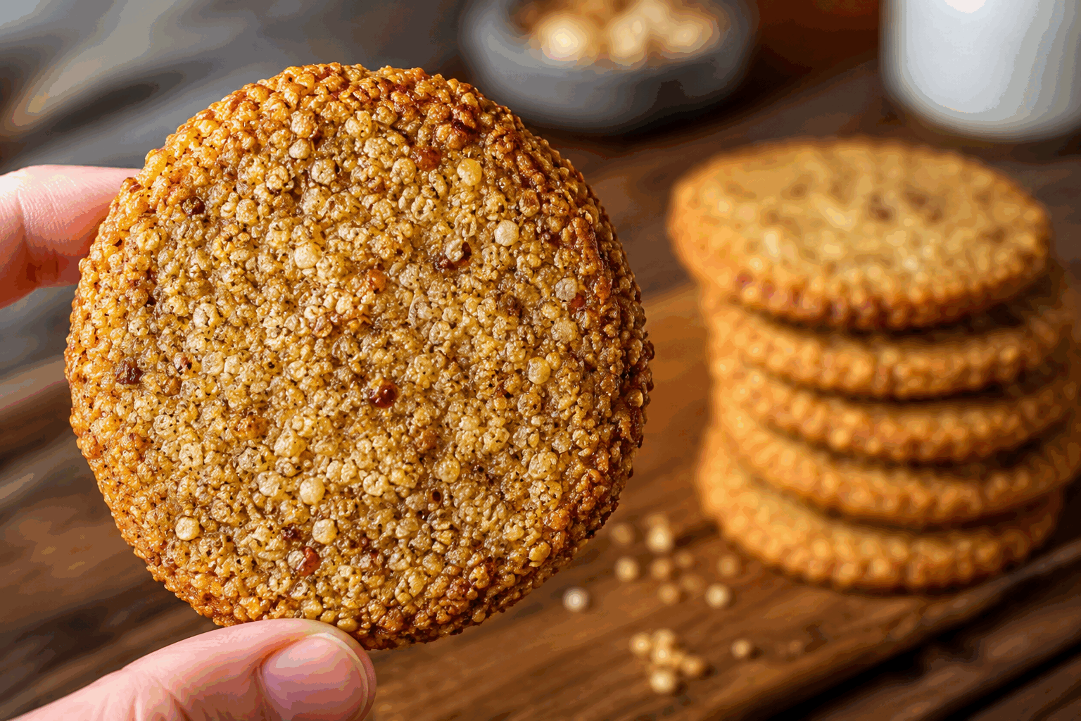 Biscuits sans farine, ni gluten, ni œufs, prêts en 5 minutes et délicieux 🍪✨ Description Ces biscuits sont légers, moelleux et parfaitement adaptés aux personnes souffrant d'intolérances alimentaires. Sans farine, ni gluten, ni œufs, ils se préparent très rapidement et offrent une texture fondante avec un goût légèrement sucré et naturel. Idéaux pour une collation saine ou un goûter express. Informations Temps de préparation : 5 minutes Temps de cuisson : 10 minutes Nombre de portions : 12 biscuits Difficulté : Facile Ingrédients Pour la pâte 150 g de flocons d’avoine sans gluten 2 bananes bien mûres (environ 200 g) 30 g de purée d’amande (ou autre purée de noix) 1 cuillère à soupe de sirop d’agave ou de miel 1 cuillère à café d’extrait de vanille 1/2 cuillère à café de bicarbonate de soude 1 pincée de sel 30 g de pépites de chocolat noir (optionnel) Préparation Préchauffe le four à 180°C (chaleur tournante de préférence). Écrase les bananes dans un grand bol jusqu’à obtenir une purée lisse. Ajoute la purée d’amande, le sirop d’agave, et l’extrait de vanille, puis mélange bien. Incorpore les flocons d’avoine, le bicarbonate et le sel. Mélange jusqu’à obtenir une pâte homogène. Si désiré, ajoute les pépites de chocolat et répartis-les dans la pâte. Forme des petits tas de pâte à l’aide d’une cuillère, sur une plaque recouverte de papier sulfurisé, en les espaçant légèrement. Enfourne pour 10 minutes, jusqu’à ce que les biscuits soient légèrement dorés. Laisse refroidir sur une grille avant de déguster. Astuces Utilise des bananes bien mûres pour un goût sucré naturel et une texture moelleuse. Remplace les flocons d’avoine par des flocons de sarrasin pour une version sans gluten encore plus sûre. Pour des biscuits plus croustillants, laisse-les refroidir complètement sur la plaque avant de les déplacer. Conserve-les dans une boite hermétique à température ambiante pendant 2 à 3 jours. Service Ces biscuits se dégustent parfaitement avec une tasse de thé, de café ou un verre de lait végétal. Leur composition saine en fait un encas idéal pour les goûters, les pauses au bureau ou pour un dessert rapide et gourmand.