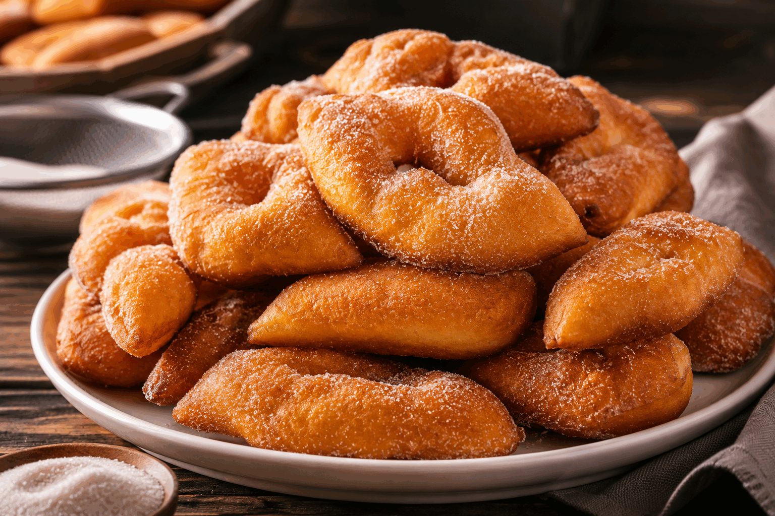 Bugnes légères et hyper moelleuses en 5 minutes, la recette secrète de grand-mère 😍 Description Les bugnes sont des beignets typiques de la région lyonnaise, traditionnels lors du carnaval et de Mardi gras. Cette version légères et ultra moelleuses est prête en seulement 5 minutes, idéale pour une gourmandise rapide et savoureuse toute l’année. Ces petites douceurs croustillantes à l'extérieur et fondantes à l'intérieur raviront petits et grands. Informations Temps de préparation : 5 minutes Temps de cuisson : 5 minutes Nombre de portions : 12 bugnes Difficulté : Facile Ingrédients Pour la pâte à bugnes 250 g de farine 30 g de sucre en poudre 1 pincée de sel 2 œufs 50 ml de lait tiède 30 g de beurre fondu 1 sachet de levure chimique (environ 11 g) 1 cuillère à soupe de rhum (facultatif, pour parfumer) Huile de friture (tournesol ou arachide) Sucre glace pour saupoudrer Préparation Tamise la farine avec la levure chimique, ajoute le sucre et la pincée de sel dans un saladier. Fais un puits, casse les œufs au centre et commence à mélanger doucement. Incorpore le lait tiède et le beurre fondu, puis ajoute le rhum si utilisé. Mélange rapidement jusqu’à obtenir une pâte homogène, fluide mais pas liquide (elle doit pouvoir être étalée facilement à la cuillère). Préchauffe l’huile dans une casserole ou une friteuse à 180°C. À l’aide de deux cuillères, forme des petites portions de pâte et dépose-les délicatement dans l’huile chaude. Laisse dorer environ 2 à 3 minutes par face jusqu’à obtenir une belle couleur dorée. Égoutte les bugnes sur du papier absorbant puis saupoudre-les généreusement de sucre glace. Astuces Utilise un thermomètre de cuisson pour garder une température d’huile constante à 180°C, indispensable pour des bugnes bien gonflées et croustillantes. Si ta pâte est trop épaisse, ajoute un peu de lait pour l’assouplir et faciliter la formation des bugnes. Pour varier les plaisirs, parfume la pâte avec de l’eau de fleur d’oranger ou des zestes de citron. Consomme les bugnes rapidement pour garder toute leur légèreté et moelleux, ils perdent de leur texture en refroidissant. Service Servez les bugnes chaudes ou tièdes, saupoudrées de sucre glace. Elles sont parfaites en goûter ou dessert, accompagnées d’une tasse de café, de chocolat chaud ou d’un verre de cidre doux pour une touche régionale. Idéal lors des fêtes et des moments de convivialité en famille ou entre amis.