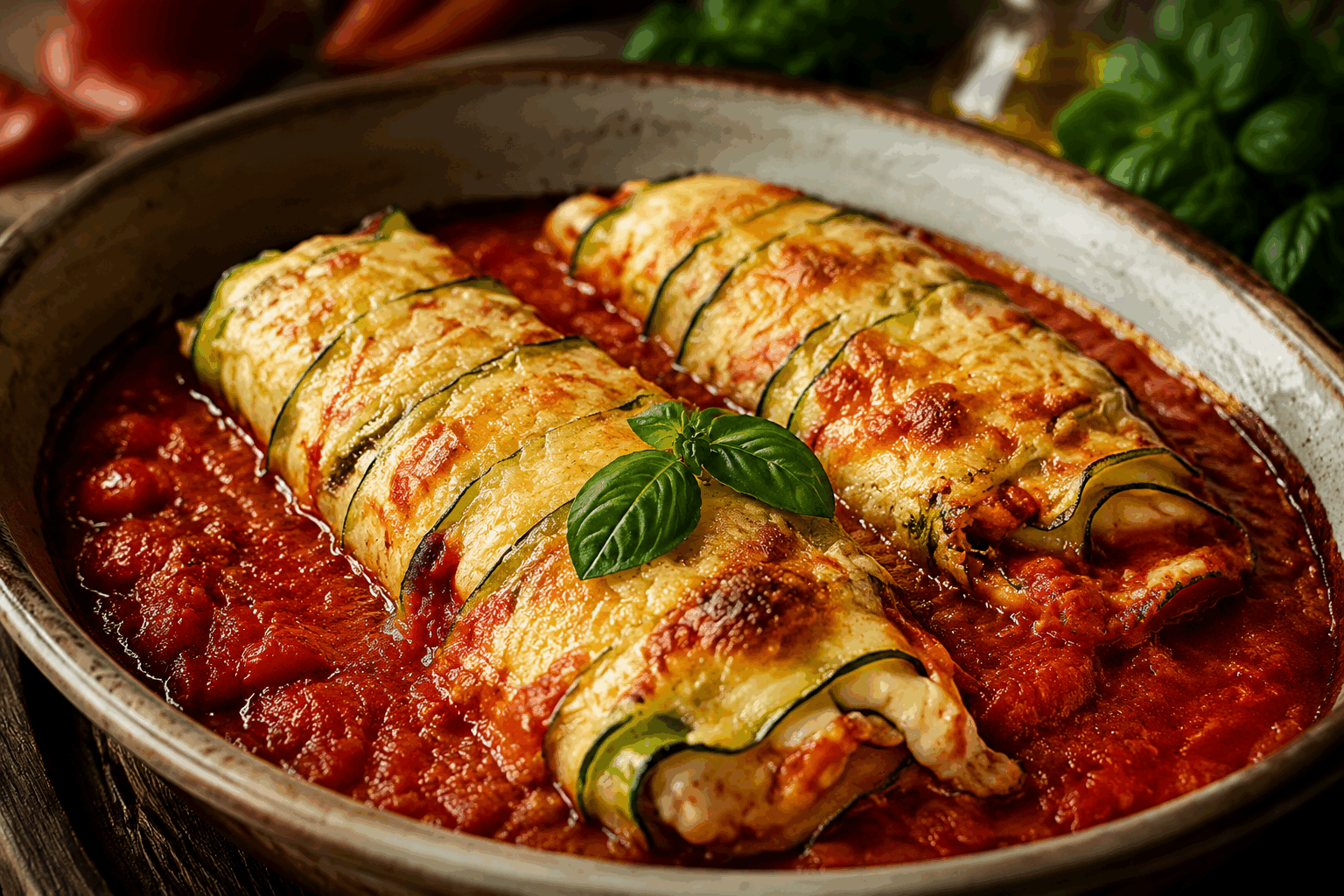 Cannellonis de courgettes : 5 minutes, 1 ingrédient et un plat qui régale toute la famille 🔥 Description Ces cannellonis de courgettes sont une recette simple, rapide et saine, idéale pour un repas léger en famille. Façonnés uniquement avec de fines tranches de courgettes, ils allient fraîcheur et douceur, à accompagner selon vos envies. Parfaits pour les soirées pressées, ils se préparent en un rien de temps avec un ingrédient principal et un minimum de préparation. Informations Temps de préparation : 5 minutes Temps de cuisson : 20 minutes Nombre de portions : 4 personnes Difficulté : Facile Ingrédients Pour les cannellonis 4 courgettes moyennes Pour la garniture (optionnelle mais recommandée) 200 g de ricotta ou fromage frais 50 g de parmesan râpé 1 gousse d’ail Quelques feuilles de basilic frais Sel et poivre du moulin 2 cuillères à soupe d’huile d’olive Pour la sauce (facultative) 200 ml de sauce tomate maison ou en bocal Une pincée d’origan séché Préparation Rince les courgettes et coupe les extrémités. À l’aide d’une mandoline ou d’un couteau bien aiguisé, tranche-les finement dans la longueur pour obtenir de longues lanières fines et souples. Prépare la garniture en mélangeant la ricotta, le parmesan râpé, l’ail haché finement, les feuilles de basilic ciselées, une pincée de sel, du poivre et l’huile d’olive. Goûte et rectifie l’assaisonnement si nécessaire. Sur chaque tranche de courgette, dépose une cuillère à café de garniture puis roule délicatement pour former un cannelloni. Dans un plat à gratin, étale une fine couche de sauce tomate, puis dispose les cannellonis côte à côte. Recouvre-les du reste de la sauce tomate et saupoudre encore un peu de parmesan si tu le souhaites. Enfourne dans un four préchauffé à 180°C pendant 15 à 20 minutes, jusqu’à ce que le dessus soit légèrement gratiné et que les courgettes soient tendres sans être ramollies. Astuces Utilise une mandoline pour obtenir des tranches régulières et fines qui roulent facilement. Si tu souhaites une version végétalienne, remplace la ricotta par du tofu soyeux bien assaisonné. Réchauffe les cannellonis doucement au four pour conserver leur texture délicate, évite le micro-ondes. Tu peux aussi varier la garniture avec des épinards, des champignons sautés ou du fromage de chèvre pour plus de saveurs. Service Sers ces cannellonis de courgettes chauds, accompagnés d’une salade verte croquante ou d’une poêlée de légumes de saison. Cette recette légère et gourmande convient parfaitement à un déjeuner ou un dîner en famille, et séduira aussi bien les adultes que les enfants.