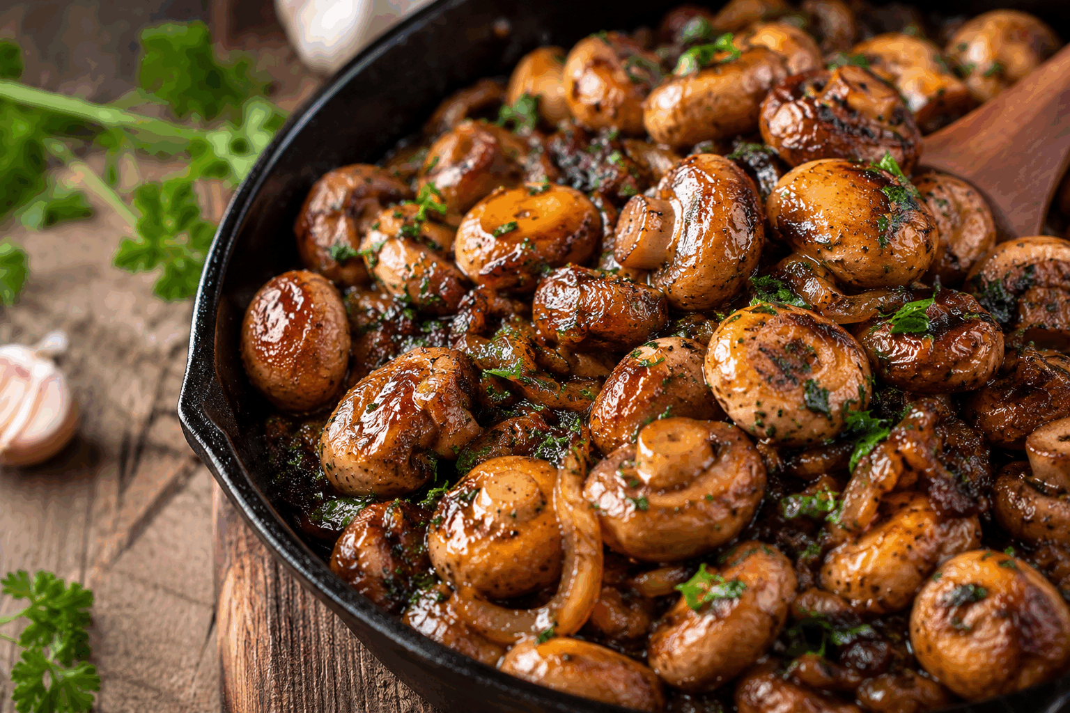 Champignons à l'ail en 5 minutes : la recette simple qui réveille vos papilles 🔥 Description Ces champignons sautés à l'ail se préparent en seulement 5 minutes et offrent une explosion de saveurs fraîches et parfumées. Leur texture fondante associée à l'arôme puissant de l'ail en fait un accompagnement ou une entrée idéale. Parfait pour réveiller vos papilles rapidement, ce plat simple et gourmand s'invite à toutes les tables. Informations Temps de préparation : 2 minutes Temps de cuisson : 3 minutes Nombre de portions : 4 personnes Difficulté : Facile Ingrédients Ingrédients principaux 400 g de champignons de Paris frais 3 gousses d'ail 2 cuillères à soupe d'huile d'olive 10 g de beurre 1 cuillère à soupe de persil frais haché Sel fin, selon goût Poivre noir du moulin, selon goût Préparation Nettoie rapidement les champignons avec un chiffon humide et tranche-les en lamelles régulières. Épluche les gousses d'ail et hache-les finement ou presse-les à l'aide d'un presse-ail. Fais chauffer l'huile d'olive et le beurre dans une poêle à feu moyen-vif. Ajoute l'ail haché dans la poêle et fais-le revenir 30 secondes sans le laisser brunir pour éviter l'amertume. Ajoute les champignons émincés et fais-les sauter à feu vif pendant 2 à 3 minutes, en remuant fréquemment, jusqu'à ce qu'ils soient légèrement dorés et tendres. Assaisonne avec le sel et le poivre, puis parsème généreusement de persil frais avant de retirer du feu. Mélange bien pour incorporer le persil et servir aussitôt pour préserver toute la fraîcheur des saveurs. Astuces Ne lave pas les champignons sous l'eau courante pour éviter qu'ils ne deviennent spongieux ; un chiffon humide suffit. Pour une touche encore plus parfumée, ajoute un filet de jus de citron en fin de cuisson. Varie les champignons (shiitake, pleurotes) pour plus de complexité et de texture. Serre ce plat dès la préparation, car les champignons refroidis perdent rapidement leur saveur et texture optimale. Service Servez ces champignons à l'ail bien chauds, en accompagnement d’une viande grillée, d’un poisson ou pour relever une assiette végétarienne. Ils peuvent également napper des tartines croustillantes pour un apéritif gourmand ou s’intégrer dans une salade tiède. Idéal pour une entrée rapide et savoureuse ou un dîner improvisé.