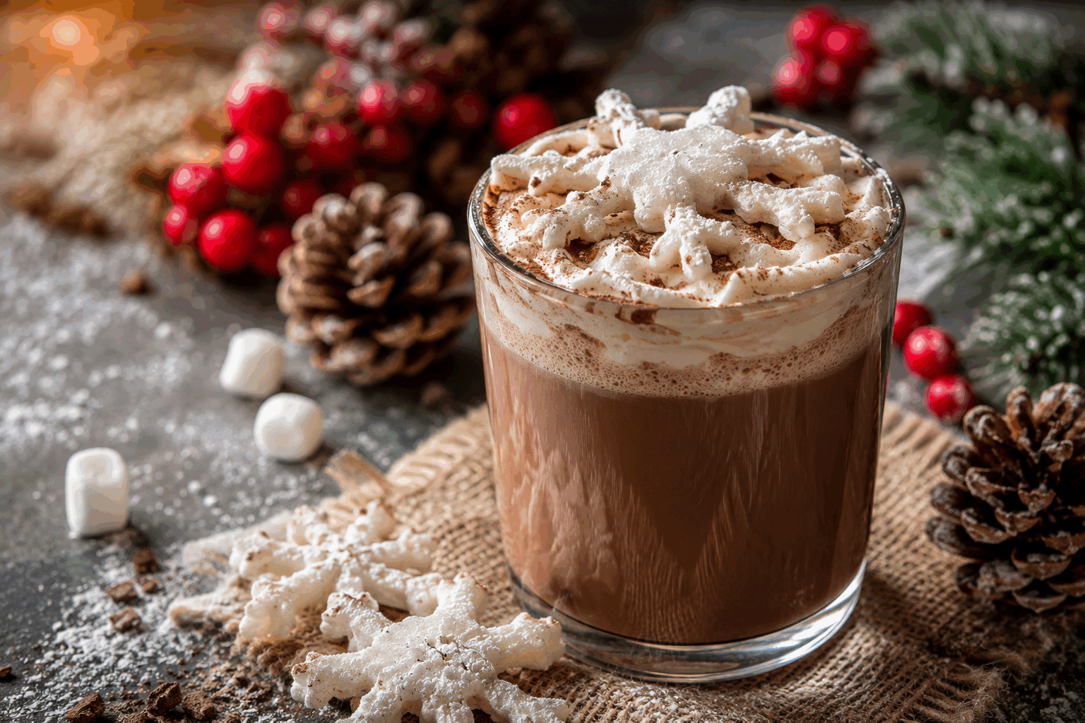 Chocolat chaud à l’italienne en 5 minutes, avec une meringue flocon qui fond 😍 Description Ce chocolat chaud à l’italienne est riche, onctueux et velouté, préparé en un temps record pour vous réchauffer instantanément. Sa douceur intense est sublimée par une meringue légère en forme de flocon, qui fond délicatement à la surface, apportant une touche gourmande et poétique. Idéal pour une pause douceur lors des journées froides ou pour un moment convivial en famille. Informations Temps de préparation : 5 minutes Temps de cuisson : 3 minutes Nombre de portions : 2 Difficulté : Facile Ingrédients Pour le chocolat chaud 400 ml de lait entier 100 g de chocolat noir 70% cacao 1 cuillère à soupe de sucre en poudre 1 cuillère à café de fécule de maïs (maïzena) 1 pincée de sel 1/2 cuillère à café d’extrait de vanille (facultatif) Pour la meringue flocon 1 blanc d’œuf 50 g de sucre glace Quelques gouttes de jus de citron Sucre glace pour saupoudrer Préparation Verse le lait dans une casserole et chauffe-le doucement à feu moyen sans le faire bouillir. Dans un bol, mélange le sucre et la fécule de maïs, puis ajoute un peu de lait chaud pour délayer le mélange. Incorpore ce mélange au lait chaud et fouette constamment jusqu’à ce que la préparation épaississe légèrement (environ 2 à 3 minutes). Hors du feu, ajoute le chocolat noir coupé en morceaux et l’extrait de vanille, mélange jusqu’à ce que le chocolat soit complètement fondu et que le chocolat chaud soit lisse et brillant. Préchauffe le four à 90°C (chaleur tournante si possible). Prépare la meringue : monte le blanc d’œuf en neige ferme avec une pincée de sel, puis ajoute progressivement le sucre glace et quelques gouttes de jus de citron tout en continuant à fouetter jusqu’à obtenir une meringue brillante et ferme. Sur une plaque recouverte de papier cuisson, forme délicatement des petits flocons de neige avec une poche à douille munie d’une petite douille étoilée ou d’une cuillère. Enfourne la plaque à 90°C pour sécher les meringues pendant environ 45 minutes, elles doivent rester blanches et croustillantes mais fondre rapidement au contact du chocolat chaud. Verse le chocolat chaud dans deux grandes tasses, dépose un ou deux flocons de meringue à la surface et saupoudre légèrement de sucre glace pour un effet "flocon de neige". Astuces Pour un chocolat encore plus onctueux, utilise du lait entier ou un mélange lait-crème légère. Si tu ne souhaites pas préparer la meringue, une chantilly maison peut être un bon substitut gourmand. Pour préparer les flocons plus rapidement, tu peux les faire sécher à température ambiante pendant plusieurs heures au lieu du four. Veille à ne pas faire bouillir le lait pour éviter qu’il ne brûle et ne modifie le goût du chocolat. Service Sers ce chocolat chaud à l’italienne bien chaud dans des tasses épaisses, idéalement accompagnées de petits biscuits secs comme des biscotti. Parfait pour une pause cocooning hivernale ou un goûter festif avec enfants et amis autour d’une cheminée ou durant une soirée détendue.