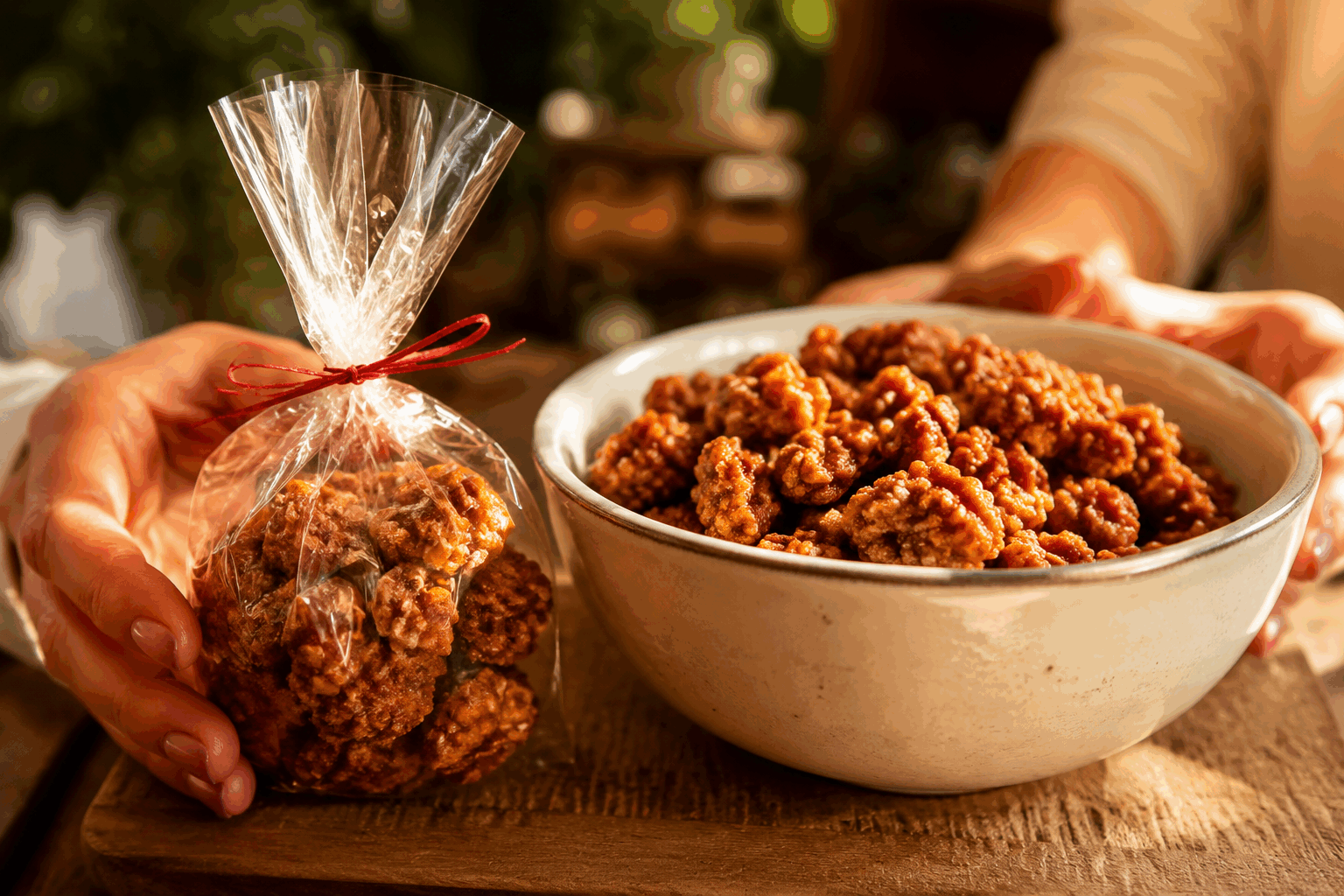 Chouchous aux amandes : la recette inratable de Noël en 5 minutes 👌 Description Les chouchous aux amandes sont une gourmandise sucrée, croquante et parfumée, très populaire pendant la période de Noël. Ces amandes grillées et caramélisées à la perfection offrent un équilibre délicieux entre douceur et texture croquante. Faciles à préparer, ils sont parfaits pour accompagner vos apéritifs festifs ou pour offrir en cadeau gourmand. Informations Temps de préparation : 3 minutes Temps de cuisson : 5 minutes Nombre de portions : 6 personnes Difficulté : Facile Ingrédients Pour les chouchous aux amandes 200 g d'amandes entières avec peau 150 g de sucre 1 cuillère à café d'eau 1 pincée de sel 1/2 cuillère à café de cannelle en poudre (facultatif) 1 cuillère à soupe d'huile neutre (tournesol ou pépins de raisin) Préparation Chauffe l'huile dans une poêle antiadhésive à feu moyen. Ajoute les amandes et fais-les torréfier 2 à 3 minutes en remuant régulièrement pour éviter qu'elles ne brûlent. Dans une petite casserole, verse le sucre, l'eau et une pincée de sel, puis chauffe à feu moyen sans remuer jusqu’à obtenir un caramel doré clair. Retire la casserole du feu et incorpore la cannelle si utilisée. Verse immédiatement le caramel sur les amandes chaudes dans la poêle et mélange rapidement pour bien enrober les amandes. Étale les amandes caramélisées sur une feuille de papier sulfurisé en une couche fine pour qu’elles refroidissent et durcissent sans coller. Laisse totalement refroidir avant de casser les morceaux collés et servir. Astuces Utilise une poêle antiadhésive pour éviter que le caramel ne colle lors du mélange. Ne quitte pas le caramel des yeux, il peut brûler très rapidement. Pour des chouchous plus gourmands, ajoute un peu d’extrait de vanille dans le caramel. Conserve les chouchous dans une boîte hermétique pour garder tout leur croquant plusieurs jours. Service Sers les chouchous aux amandes en apéritif ou en petits sachets cadeaux lors des fêtes de Noël. Ils accompagnent parfaitement un vin chaud, un thé ou un cocktail festif. Présente-les dans de jolis ramequins ou bocaux transparents pour un effet très convivial.