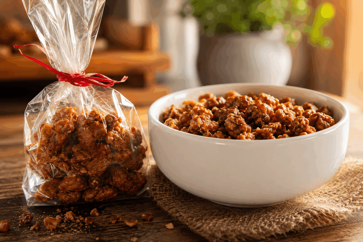 Chouchous aux amandes maison : la recette simple et inratable pour Noël 🔥 Description Les chouchous aux amandes sont une douce gourmandise croustillante, sucrée et légèrement caramélisée, très populaire pendant les fêtes de Noël en France. Ce mélange de cacahuètes (chouchous) et d’amandes grillées, enrobé d’un caramel fondant, ravira petits et grands. Faciles à préparer, ils sont parfaits pour offrir ou grignoter au coin du feu. Informations Temps de préparation : 10 minutes Temps de cuisson : 20 minutes Nombre de portions : 6 personnes (environ 300 g de chouchous) Difficulté : Facile Ingrédients Pour les fruits secs caramélisés 150 g de cacahuètes non salées (chouchous) 150 g d'amandes entières avec peau 200 g de sucre en poudre 40 ml d’eau 1 cuillère à café d’extrait de vanille (optionnel) 1 cuillère à café de fleur de sel 1 cuillère à soupe de beurre doux Préparation Préchauffe une poêle large à feu moyen et fais torréfier les cacahuètes et les amandes à sec pendant environ 5 minutes jusqu’à ce qu’ils soient légèrement dorés. Remue souvent pour ne pas brûler. Réserve-les. Dans une casserole propre, verse le sucre et l’eau. Chauffe à feu moyen sans remuer jusqu’à obtenir un caramel doré ambré. Surveille bien pour éviter que le caramel ne brûle. Hors du feu, ajoute rapidement le beurre et la fleur de sel, puis l’extrait de vanille si utilisé. Remue vivement jusqu’à obtenir une texture lisse. Incorpore immédiatement les cacahuètes et les amandes dans le caramel et mélange pour bien les enrober. Verse le mélange sur une plaque recouverte de papier sulfurisé. Étale rapidement à la spatule pour éviter que cela ne forme une masse trop épaisse. Laisse refroidir complètement à température ambiante pendant au moins 30 minutes. Une fois durci, casse les chouchous en morceaux de la taille désirée et conserve-les dans une boîte hermétique. Astuces Utilise une casserole à fond épais pour un caramel uniforme qui ne brûle pas. Ne remue pas le sucre pendant qu’il fond pour éviter la cristallisation, mais tu peux incliner doucement la casserole. Si tu préfères un goût plus épicé, ajoute un peu de cannelle ou de gingembre en poudre au caramel. Conserve les chouchous dans un endroit sec, à l’abri de l’humidité, pour garder tout leur croquant. Service Sers les chouchous aux amandes dans de jolis bols ou des petits sachets transparents à offrir. Parfaits à grignoter pendant l’apéritif de Noël, ils s’accordent bien avec un verre de vin chaud, un café ou un thé. Cette recette simple apportera une touche gourmande et traditionnelle à tes fêtes.