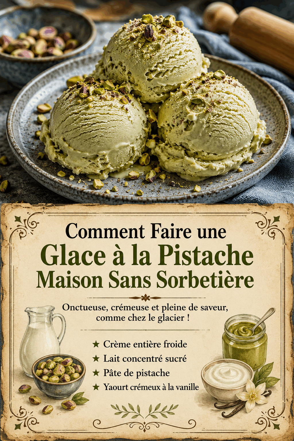 Comment Faire une Glace à la Pistache Maison Sans Sorbetière