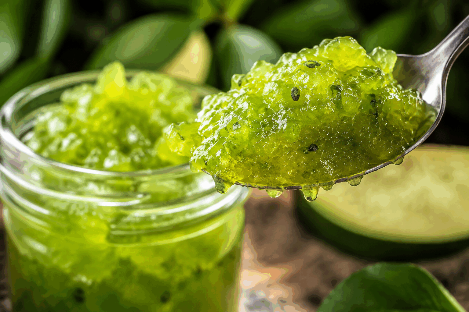 Confiture émeraude en 5 minutes, le secret gourmand qui sublime yaourts et gâteaux ✨ Description Cette confiture émeraude, rapide et facile à réaliser, se distingue par sa couleur verte lumineuse et sa texture veloutée. Son goût frais et fruité apporte une touche gourmande et élégante qui sublime aussi bien les yaourts nature que les gâteaux maison. Parfaite pour une pause sucrée express, elle associe des ingrédients naturels pour un plaisir authentique. Informations Temps de préparation : 5 minutes Temps de cuisson : 0 minutes Nombre de portions : 4 à 6 portions Difficulté : Facile Ingrédients Pour la confiture émeraude 200 g de kiwis bien mûrs 100 g de sucre de canne blond 2 cuillères à soupe de jus de citron vert 1 cuillère à soupe d’eau Quelques feuilles de menthe fraîche (environ 5-6 feuilles) Préparation Épluche les kiwis et coupe-les en petits morceaux. Dans un mixeur, ajoute les kiwis, le sucre, le jus de citron vert, l’eau et les feuilles de menthe. Mixe jusqu’à obtenir une texture lisse et homogène, légèrement épaisse. Goûte et ajuste selon ton goût : ajoute un peu plus de sucre ou de jus de citron si nécessaire. Verse la confiture immédiatement dans un pot ou un récipient hermétique. Astuces Utilise des kiwis bien mûrs et doux pour obtenir une confiture naturellement sucrée et parfumée. La menthe apporte fraîcheur et couleur émeraude, n’hésite pas à l’ajouter en quantité selon ton goût. Conserve cette confiture au réfrigérateur dans un contenant hermétique, elle se garde environ une semaine. Pour un effet brillant, tu peux y incorporer une petite cuillère de gelée de pomme fondue avant de servir. Service Sers cette confiture émeraude fraîche sur des yaourts nature ou des fromages blancs, elle apporte une note fruitée et rafraîchissante. Elle est également idéale pour garnir des gâteaux simples tels que un quatre-quarts, une génoise ou des crêpes, pour créer un contraste de saveurs et de couleurs. Parfaite au petit-déjeuner ou au goûter, elle ravira petites et grandes papilles.
