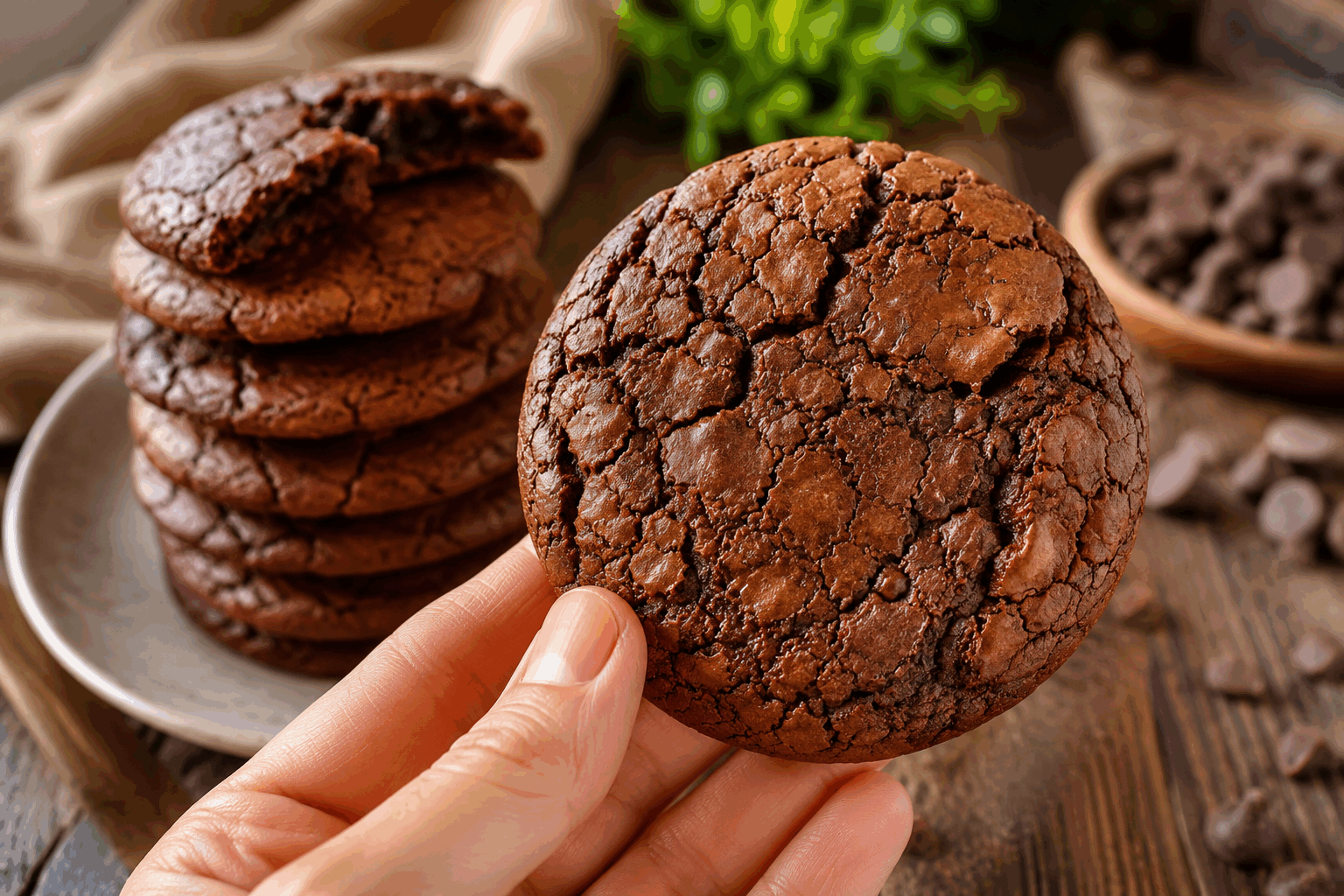 Cookies chocolat façon brownie, prêts en 10 minutes et tellement fondants ! 🔥 Description Ces cookies allient la texture fondante et dense du brownie à la forme pratique et gourmande du cookie. Rapidement préparés, ils offrent un cœur moelleux au chocolat intense et un léger croquant sur les bords, parfaits pour une pause sucrée improvisée. Idéals pour les amateurs de chocolat comme dessert ou goûter express. Informations Temps de préparation : 7 minutes Temps de cuisson : 8 minutes Nombre de portions : 12 pièces Difficulté : Facile Ingrédients Pour la pâte à cookies façon brownie 120 g de beurre doux 150 g de chocolat noir pâtissier (70 % de cacao) 150 g de sucre roux 2 œufs moyens 120 g de farine de blé 25 g de poudre de cacao non sucrée 1 cuillère à café d’extrait de vanille 1 pincée de sel fin 80 g de pépites de chocolat noir ou lait Préparation Préchauffe le four à 180°C (chaleur tournante de préférence). Fais fondre doucement le beurre avec le chocolat noir au bain-marie ou au micro-ondes par intervalles de 30 secondes, en mélangeant entre chaque, jusqu’à obtenir une texture lisse. Dans un saladier, bats les œufs avec le sucre roux jusqu’à ce que le mélange blanchisse et devienne mousseux. Ajoute l’extrait de vanille puis incorpore le mélange beurre-chocolat fondu tout en remuant doucement. Tamise la farine, la poudre de cacao et la pincée de sel, puis incorpore-les délicatement à la préparation humide sans trop travailler la pâte. Ajoute enfin les pépites de chocolat et mélange rapidement pour répartir uniformément. Dépose des boulettes de pâte de la taille d’une grosse noix sur une plaque recouverte de papier cuisson, en veillant à bien les espacer car elles vont légèrement s’étaler. Enfourne pour 8 minutes : le cœur doit rester très moelleux, presque fondant, avec des bords légèrement croustillants. Laisse tiédir sur la plaque ou une grille avant de déguster pour que les cookies se raffermissent légèrement. Astuces Utilise un chocolat de qualité pour un goût intense et une meilleure texture. Ne dépasse pas le temps de cuisson pour garder l’intérieur fondant, car ces cookies sont meilleurs légèrement sous-cuits. Tu peux remplacer le sucre roux par du sucre de canne complet pour un goût plus caramélisé. Pour changer, ajoute quelques noix concassées ou des éclats de noisettes dans la pâte. Service Servez ces cookies tièdes, accompagnés d’un verre de lait, d’une boule de glace à la vanille ou d’un café. Leur texture fondante et leur richesse chocolatée en font une gourmandise idéale pour un goûter rapide, une pause café ou pour terminer un repas sur une note douce et réconfortante.