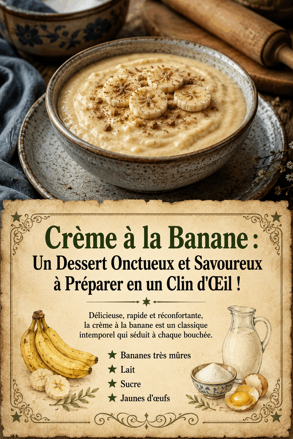 Crème à la Banane : Un Dessert Onctueux et Savoureux à Préparer en un Clin d'Œil !