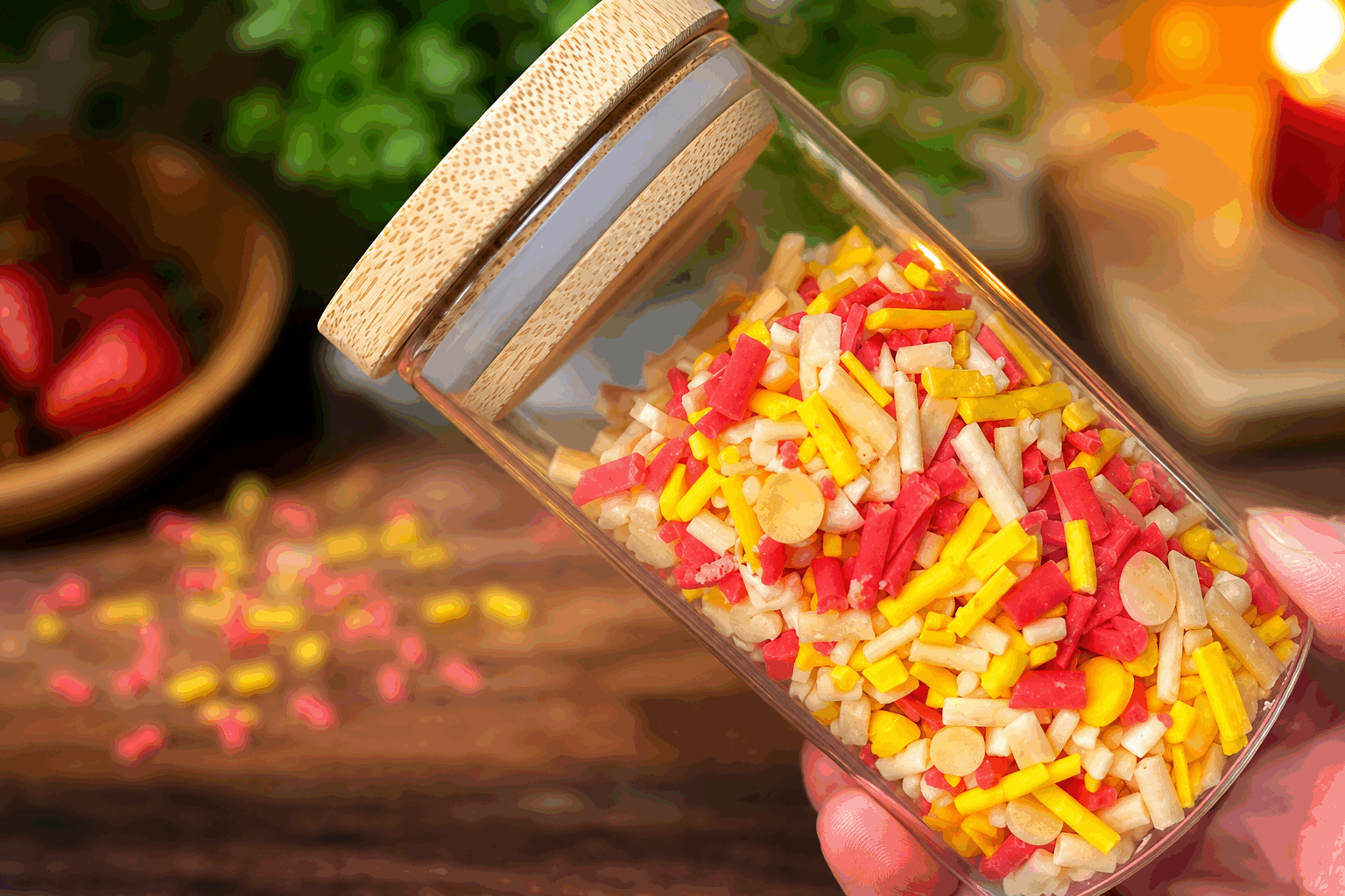 Décors gourmands pour pâtisseries sans œufs : la recette ultra simple en 5 minutes 🍭 Description Découvrez une méthode rapide et simple pour réaliser des décors gourmands et colorés, parfaits pour sublimer vos pâtisseries sans œufs. Ces décorations légères et sucrées apportent une touche festive et créative à vos gâteaux, cupcakes ou biscuits pour toutes les occasions. Informations Temps de préparation : 5 minutes Temps de cuisson : 0 minute Nombre de portions : environ 20 décorations Difficulté : Facile Ingrédients Pour les décors gourmands 100 g de sucre glace 2 cuillères à soupe d’eau 1 cuillère à café de jus de citron Colorants alimentaires en gel (au choix : rouge, jaune, bleu, vert) Vermicelles ou perles décoratives sans colorant animalier (facultatif) Quelques gouttes d’arôme naturel (vanille, citron, fraise, selon vos envies) Préparation Mélangez le sucre glace avec l’eau et le jus de citron dans un petit bol jusqu’à obtenir une consistance lisse et légèrement épaisse, semblable à un glaçage. Divisez le glaçage dans plusieurs petits bols selon le nombre de couleurs souhaitées. Ajoutez quelques gouttes de colorant alimentaire et d’arôme dans chaque bol, puis mélangez bien. Sur une feuille de papier sulfurisé, déposez à l’aide d’une petite cuillère ou d’une poche à douille des formes simples (points, traits, cœur, étoiles). Décorez éventuellement avec les vermicelles ou perles sur le glaçage encore humide. Laissez sécher à température ambiante pendant environ 1 heure, jusqu’à ce que le glaçage soit dur et puisse se décoller facilement. Astuces Pour un glaçage plus épais, ajoutez progressivement du sucre glace jusqu’à obtenir la consistance désirée. Utilisez des colorants en gel pour des couleurs intenses sans modifier la texture du glaçage. Évitez l’humidité dans la pièce lors du séchage pour que les décorations durcissent correctement. Conservez les décorations dans une boîte hermétique à température ambiante pour éviter qu’elles ne ramollissent. Service Collez les décors gourmands une fois secs sur vos pâtisseries sans œufs, comme des cookies, cupcakes, ou entremets. Ils apporteront éclat et gourmandise à vos réalisations, idéales pour les anniversaires, fêtes ou goûters.